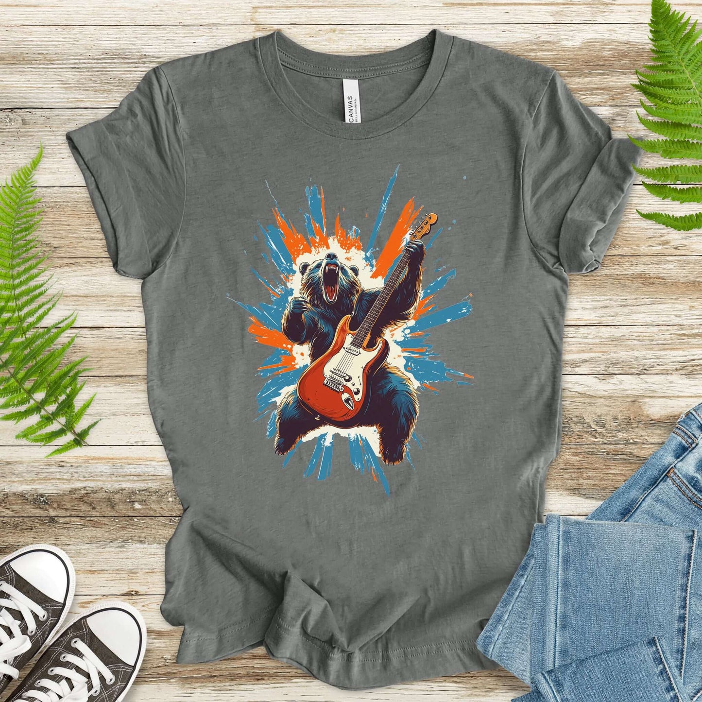 Bear Solo – Wild Rock Guitar Animal T-Shir