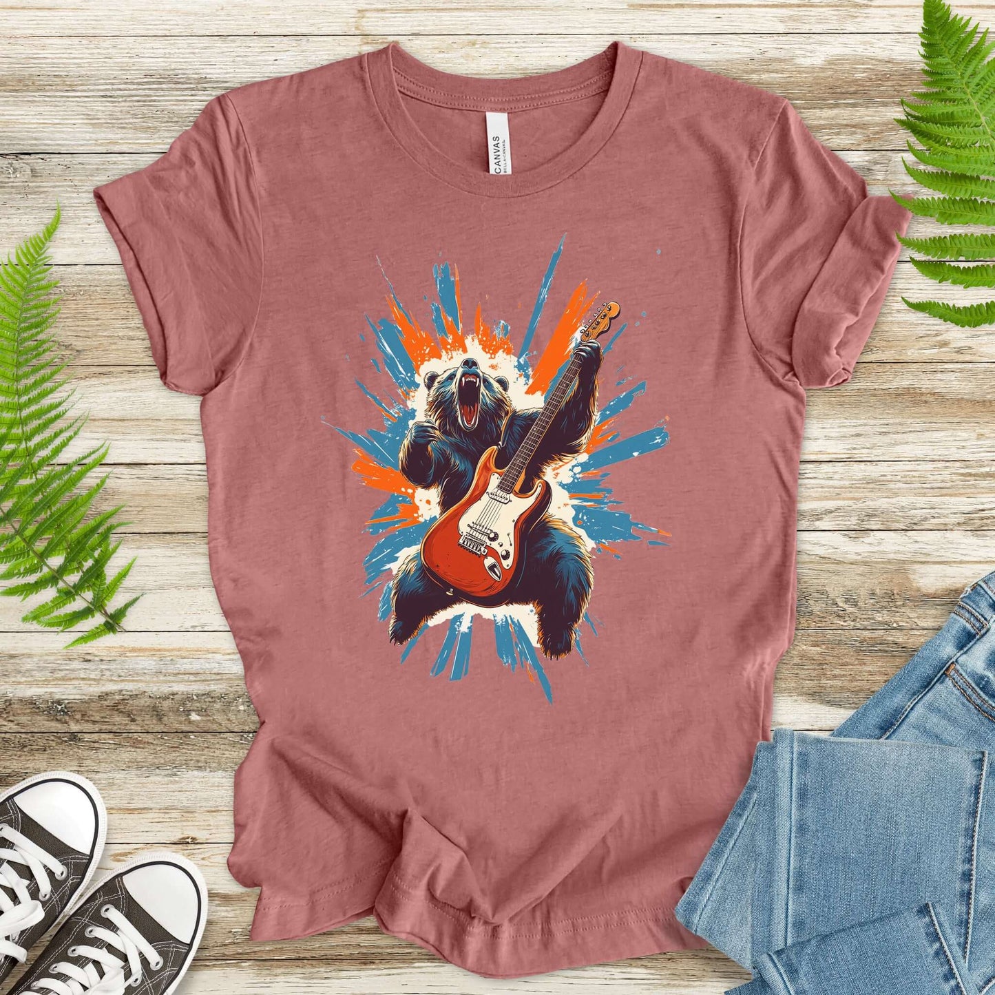 Bear Solo – Wild Rock Guitar Animal T-Shir