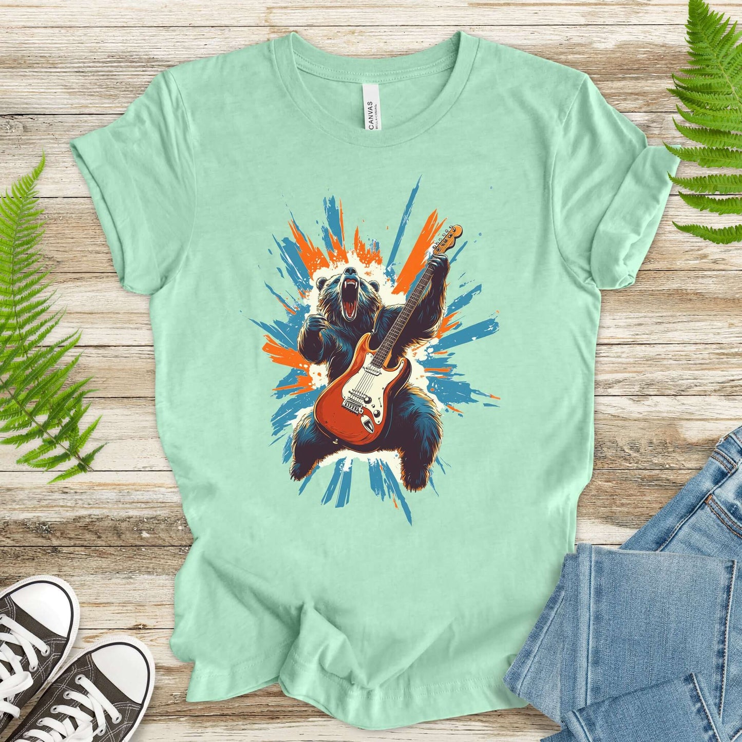Bear Solo – Wild Rock Guitar Animal T-Shir