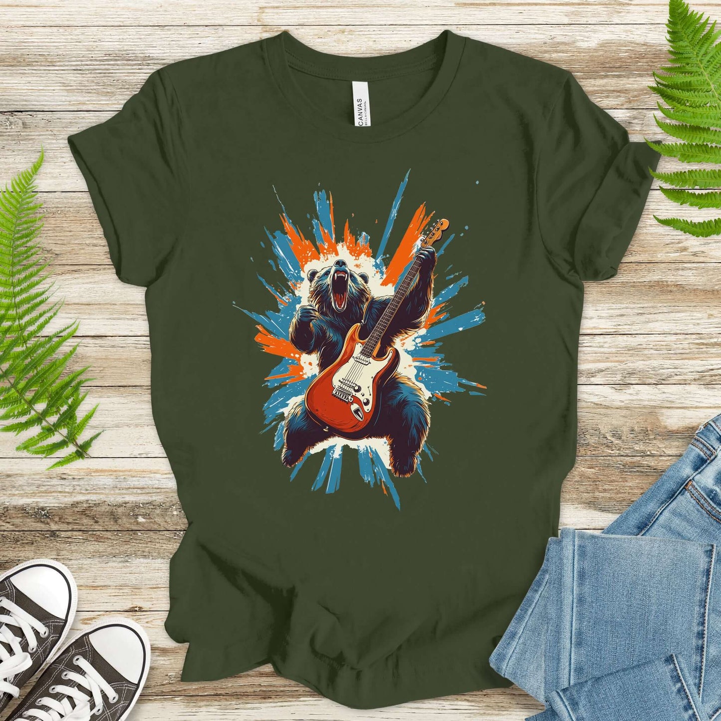 Bear Solo – Wild Rock Guitar Animal T-Shir