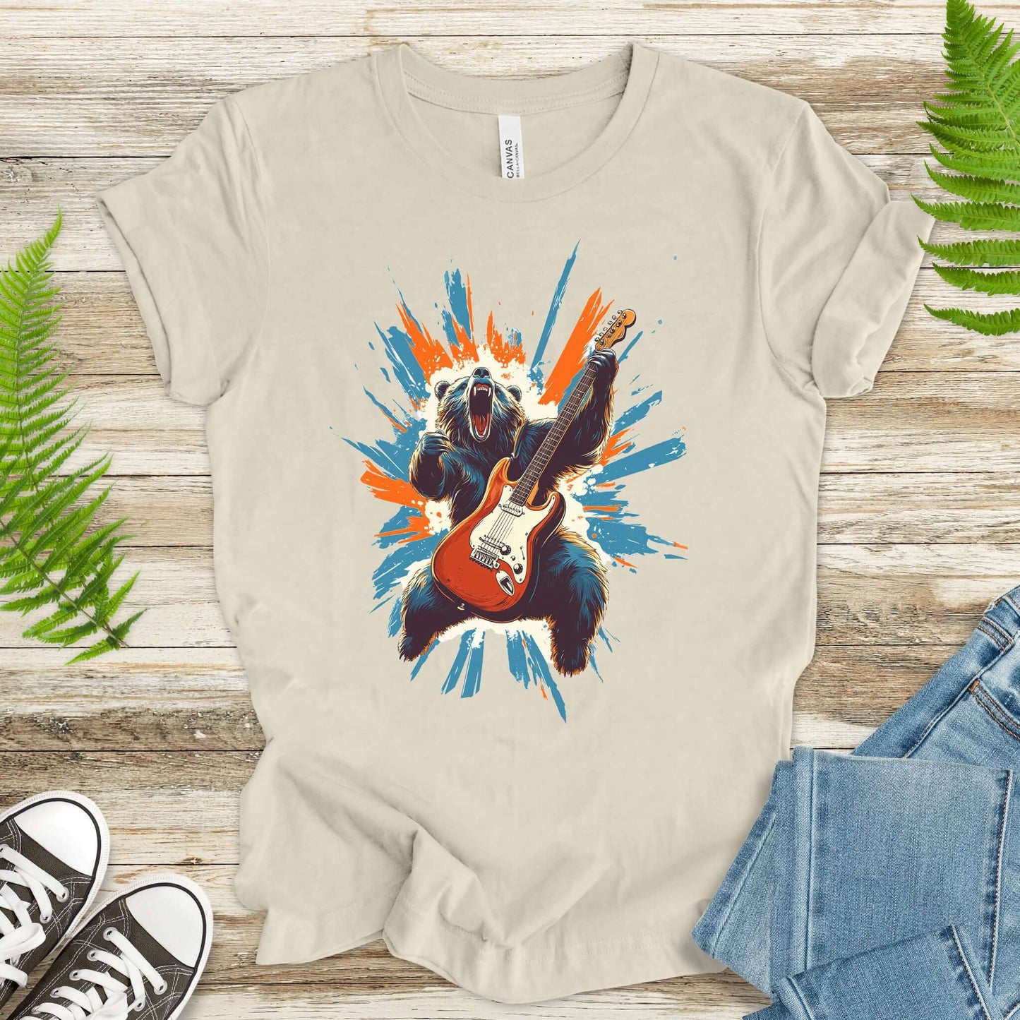 Bear Solo – Wild Rock Guitar Animal T-Shir