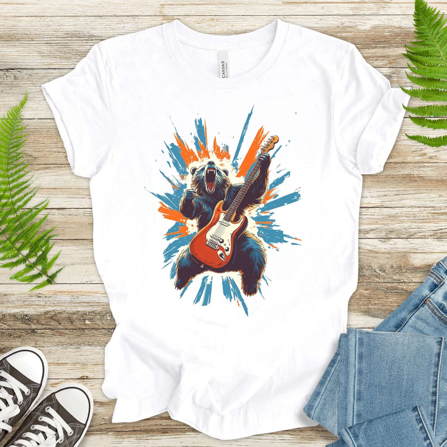Bear Solo – Wild Rock Guitar Animal T-Shir