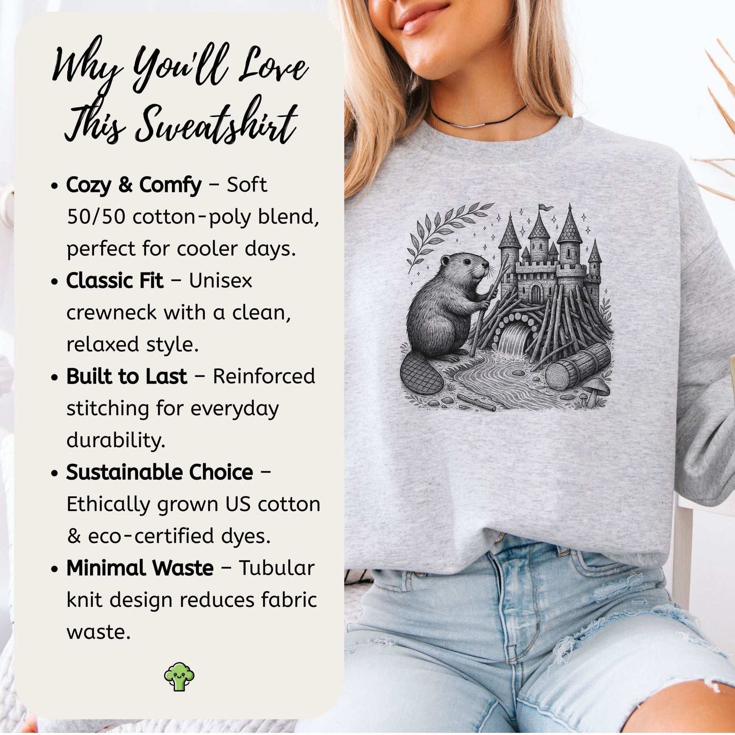 Beaver Castle Builder Sweatshirt – Woodland Magic & Whimsy