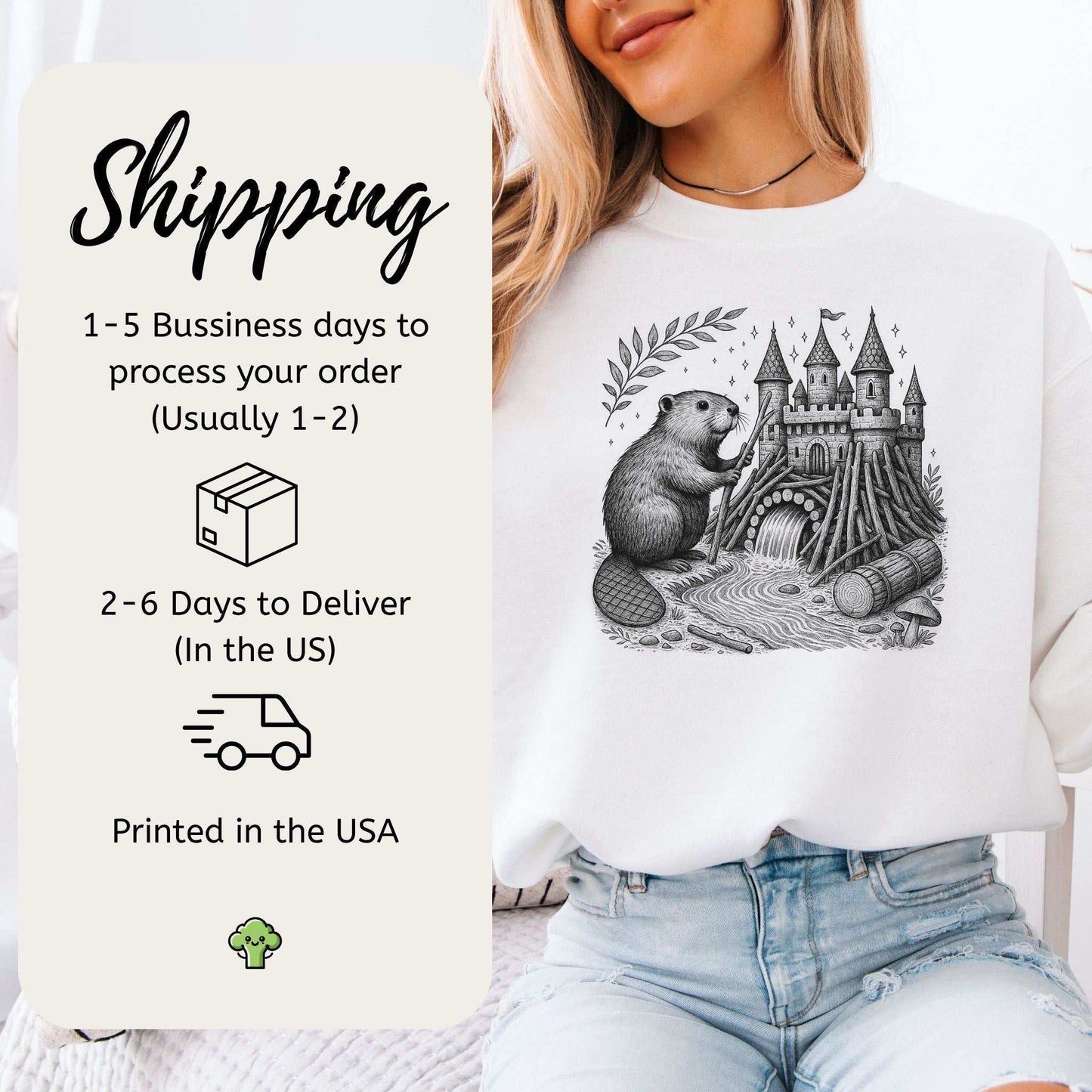 Beaver Castle Builder Sweatshirt – Woodland Magic & Whimsy