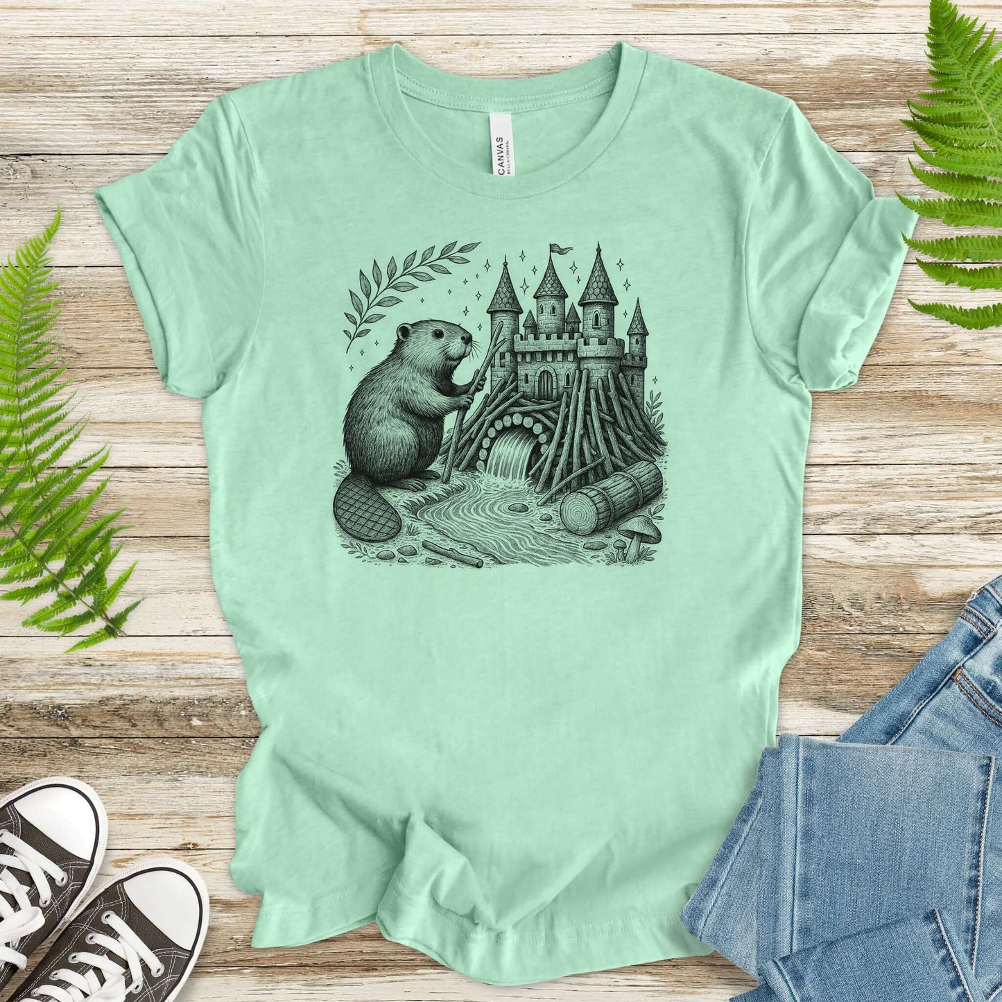 Beaver Building Magical Castle Dam T-Shirt