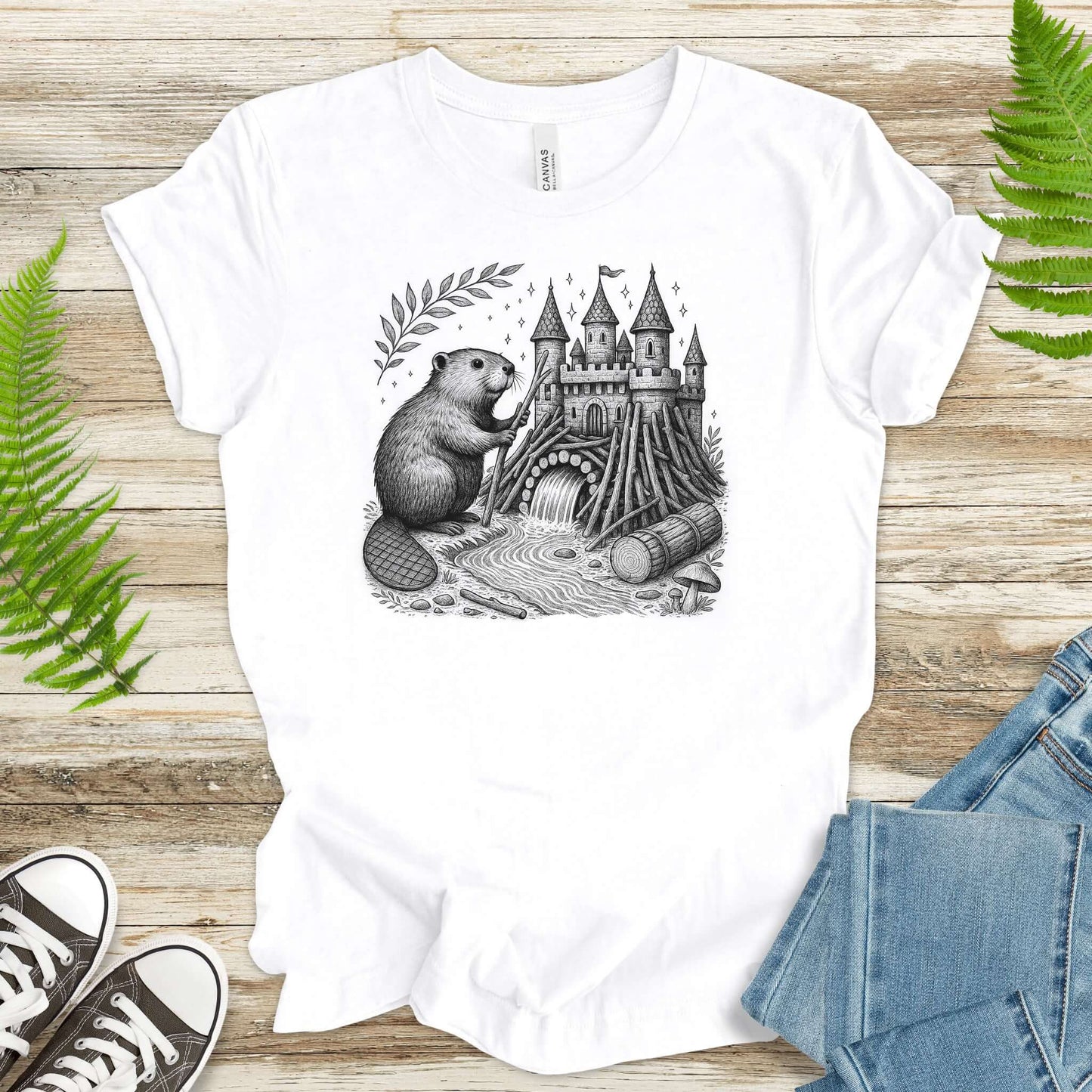 Beaver Building Magical Castle Dam T-Shirt