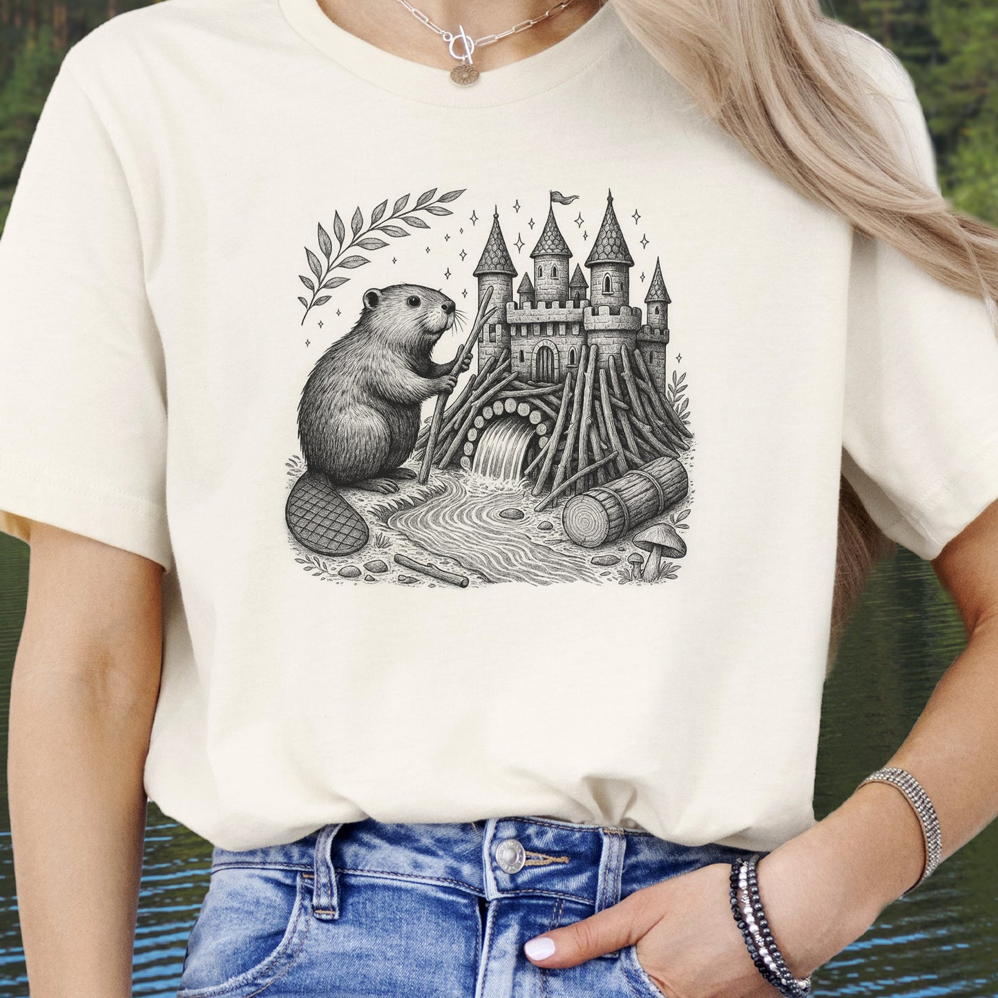 Beaver Building Magical Castle Dam T-Shirt