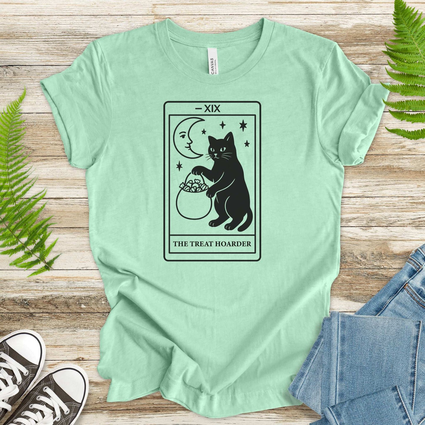 The Treat Hoarder T-Shirt – Black Cat Tarot Card Halloween Magic