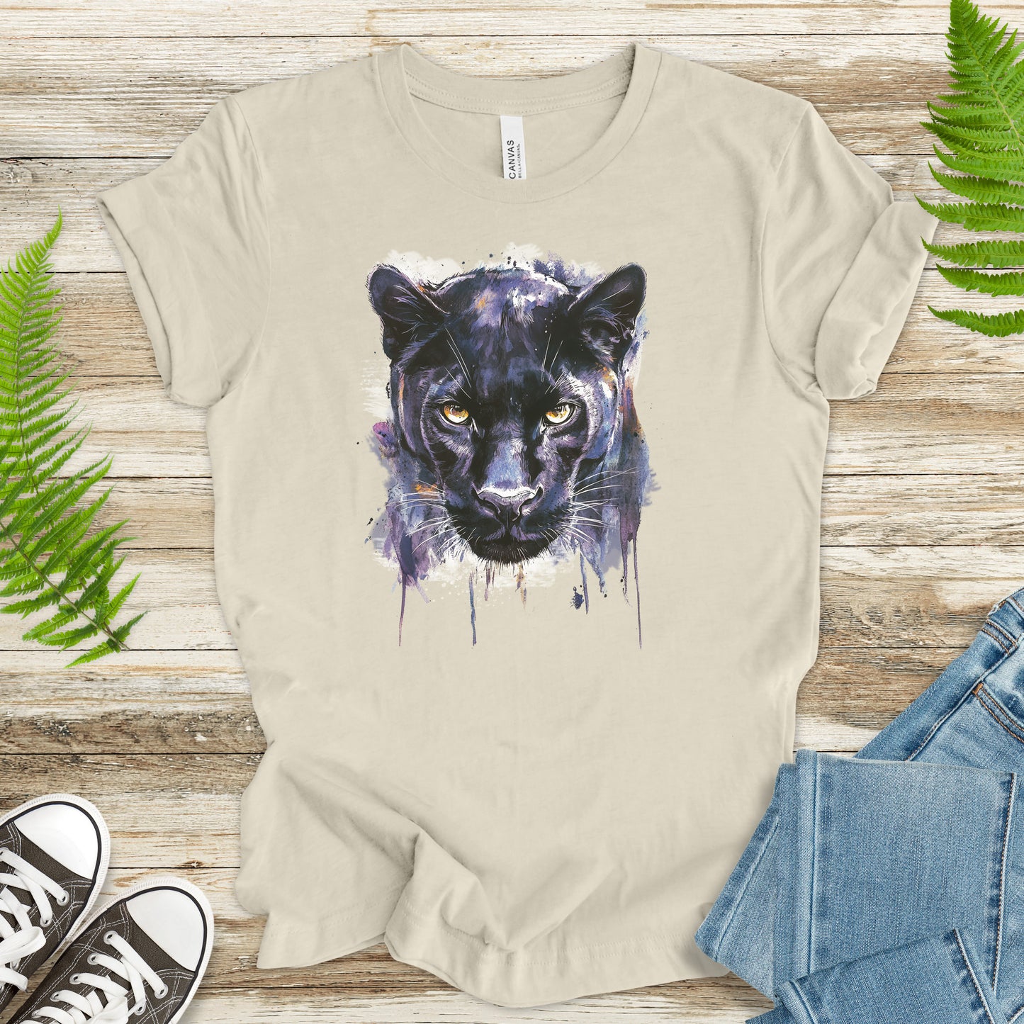 Watercolor Black Panther T-Shirt – Majestic Jungle Spirit Animal Tee