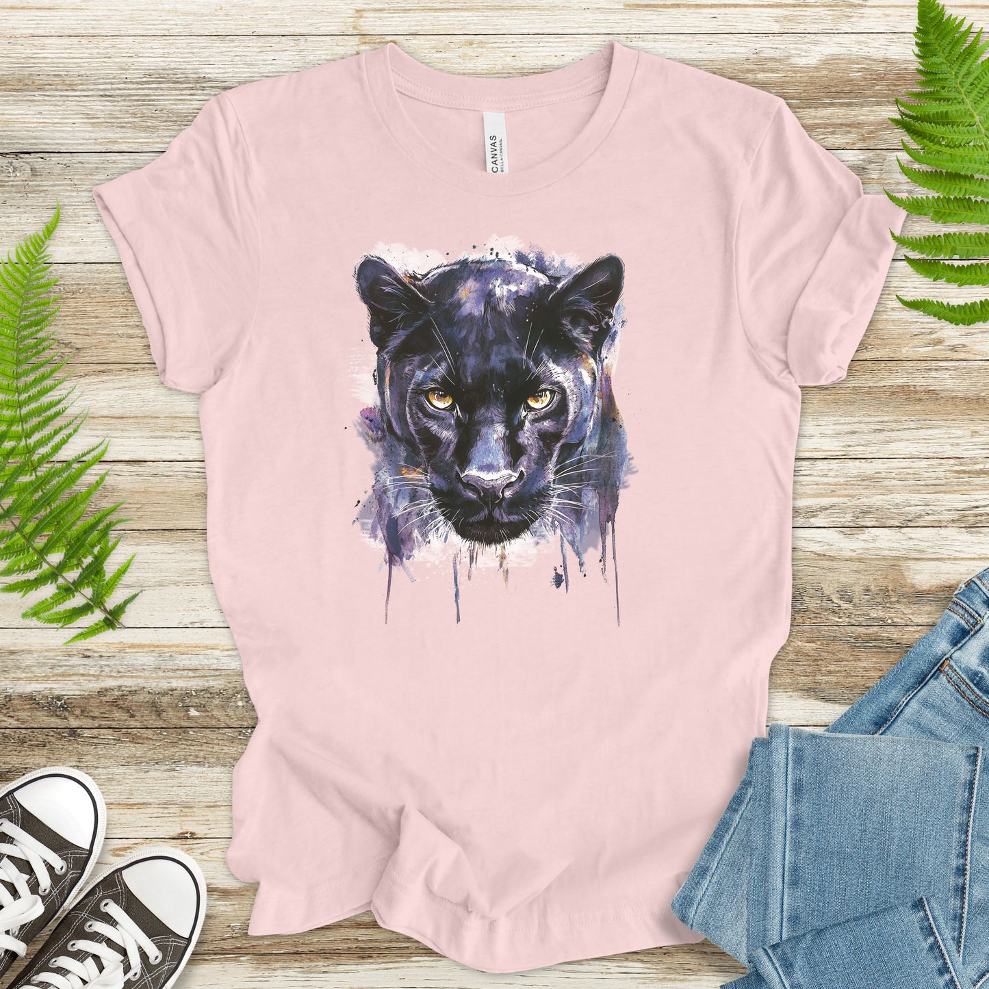 Watercolor Black Panther T-Shirt – Majestic Jungle Spirit Animal Tee