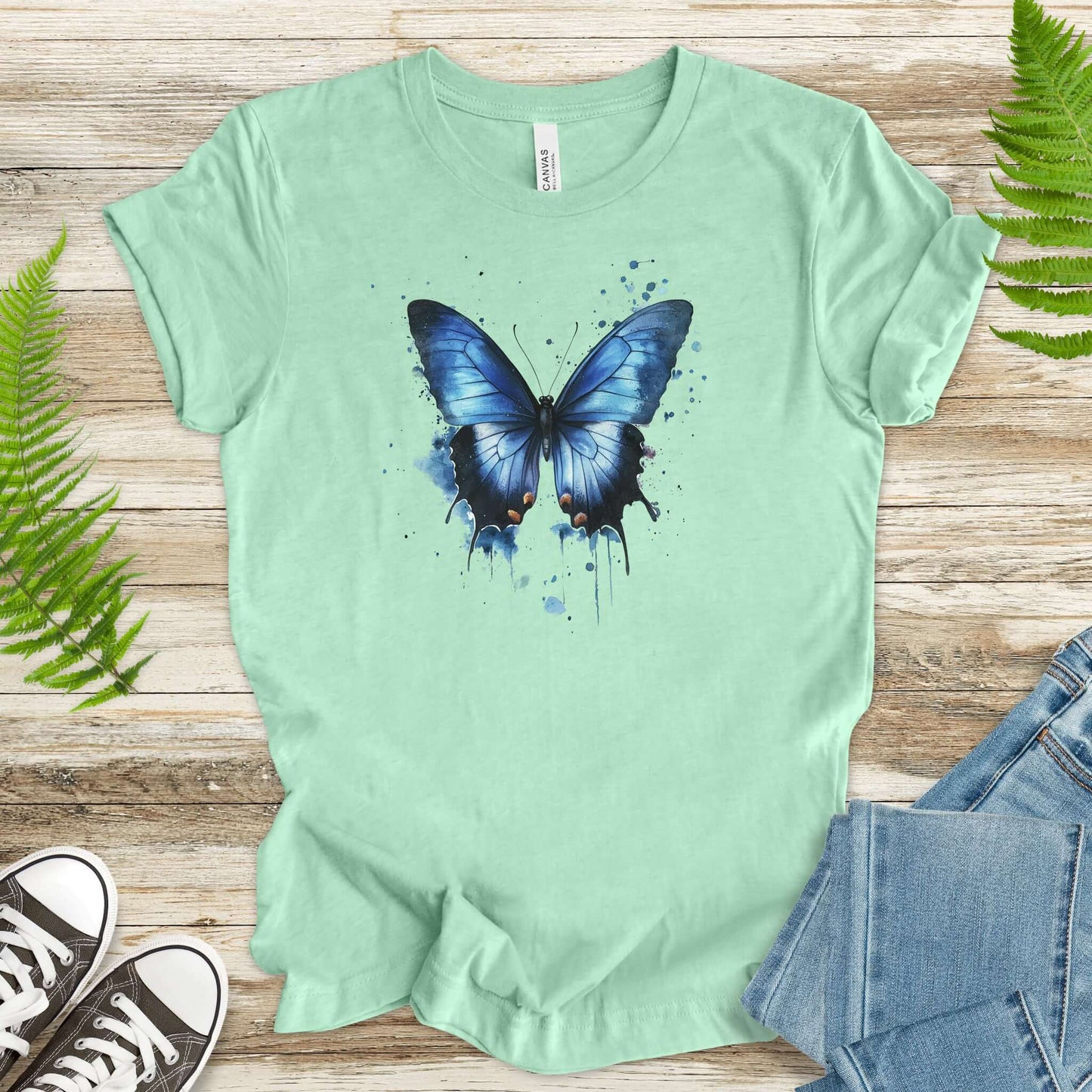 Blue Butterfly Watercolor T-Shirt