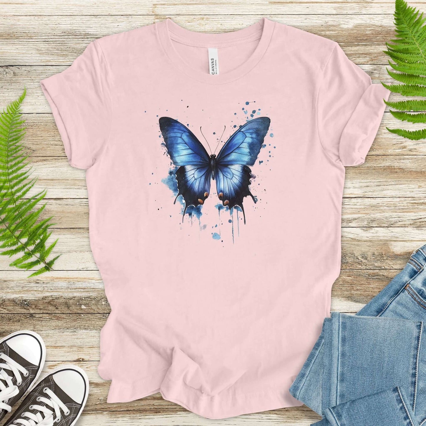 Blue Butterfly Watercolor T-Shirt