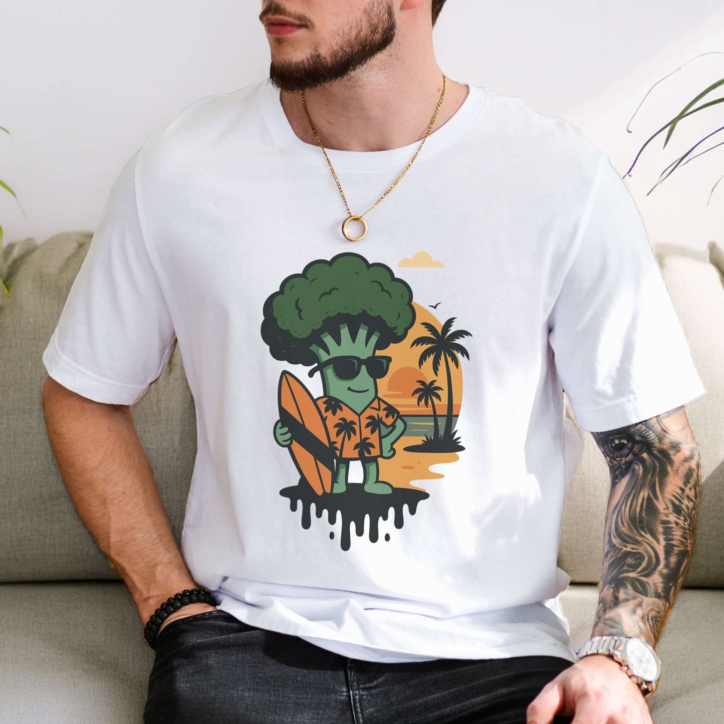 Surf's Up Broccoli Dude T-Shirt – Funny Veggie Surf Shirt