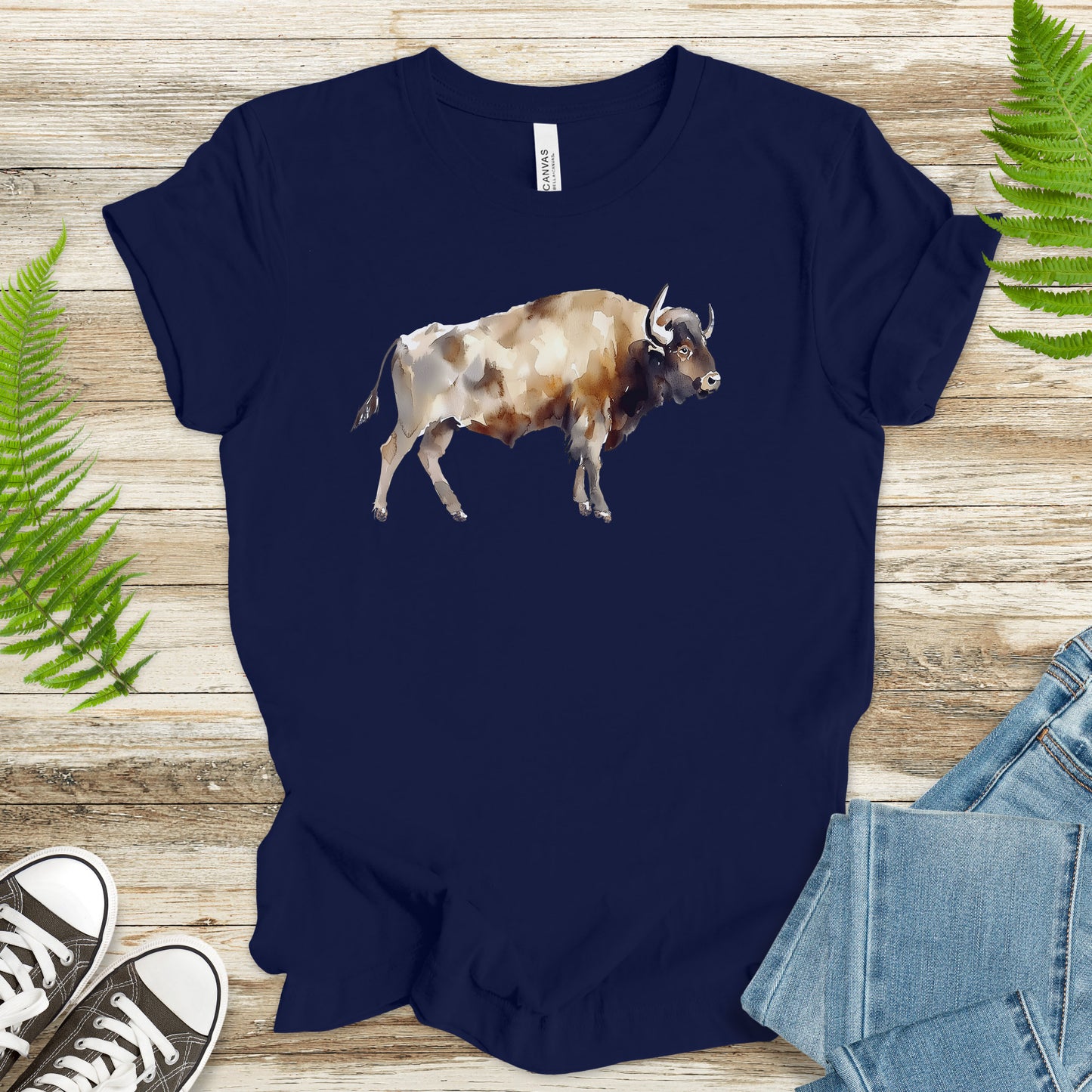 Watercolor Buffalo T-Shirt – Majestic American Bison Spirit Tee