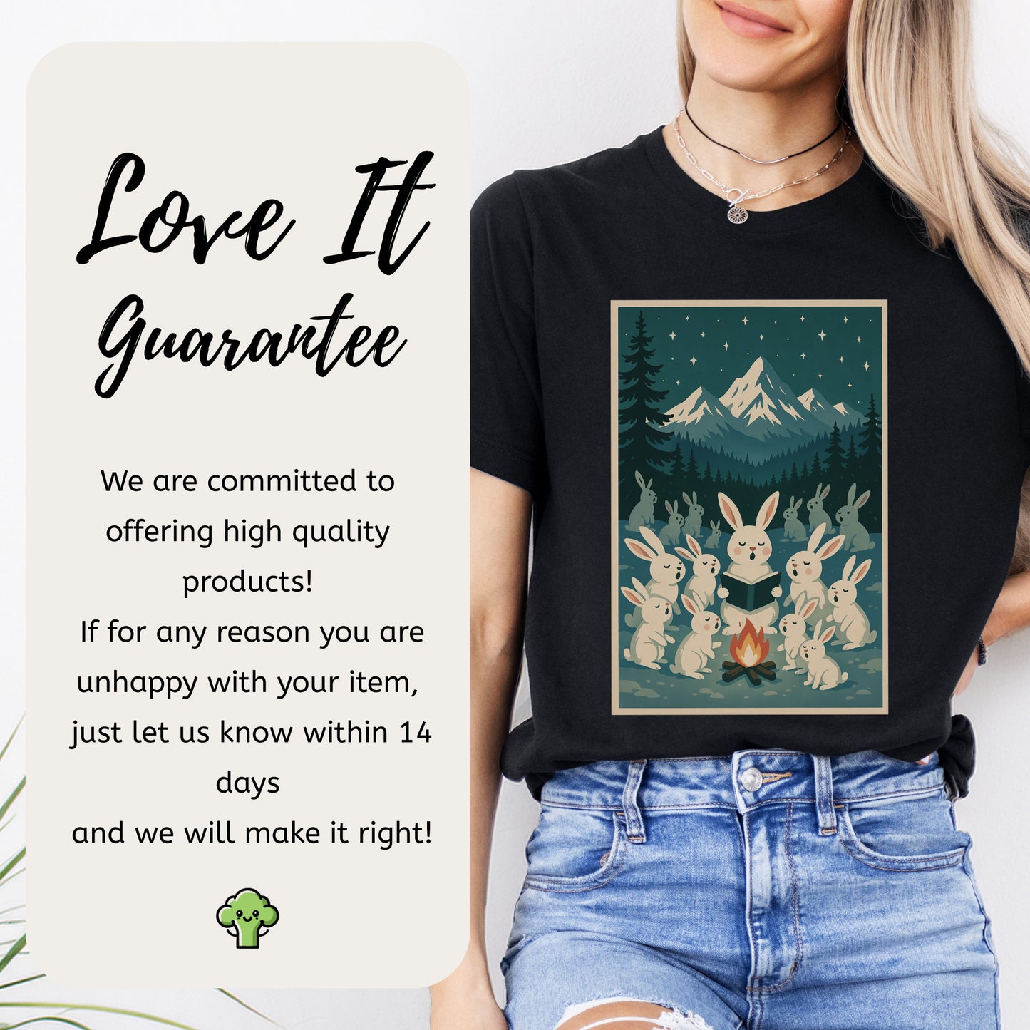 Bunny Choir Christmas T-Shirt – Cute Campfire Carolers Vintage Vibes