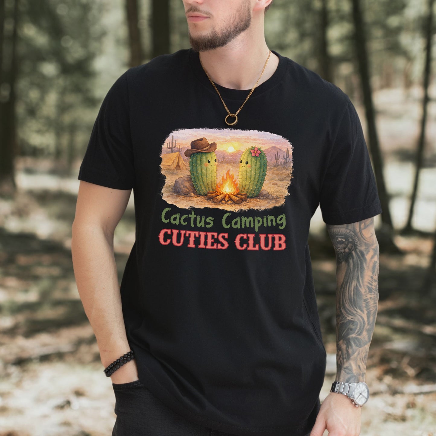 Cactus Camping Cuties Club Desert Campfire Cute Cactus T-Shirt