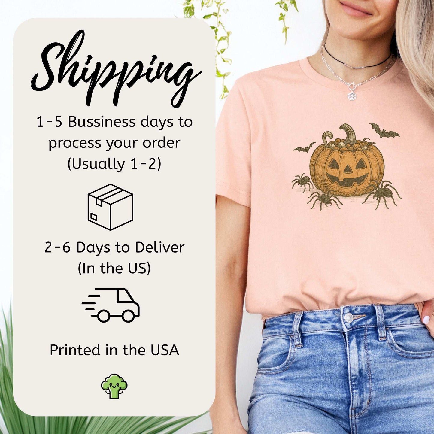 Candy Pumpkin Halloween T-Shirt – Vintage Spiders & Bats Graphic