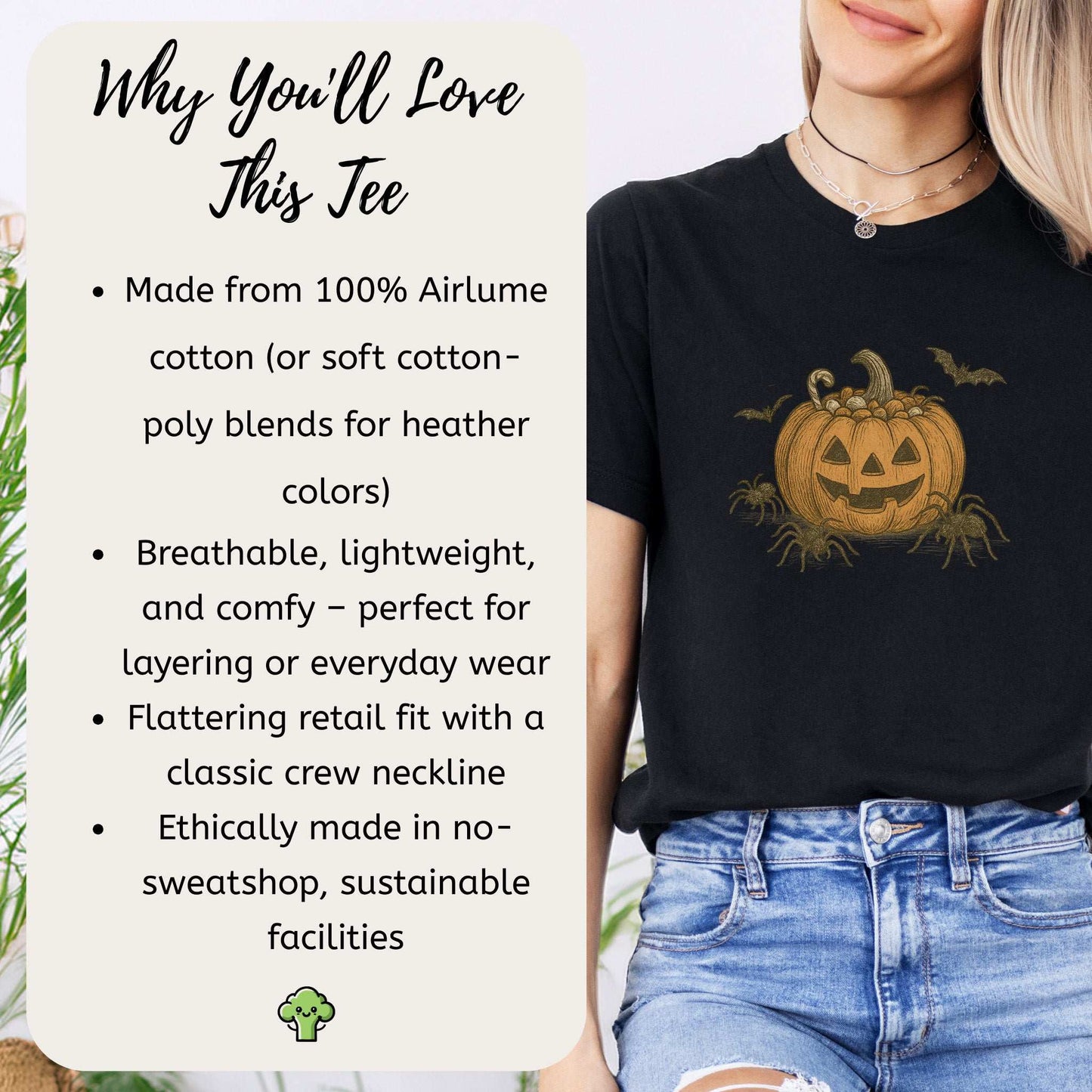 Candy Pumpkin Halloween T-Shirt – Vintage Spiders & Bats Graphic