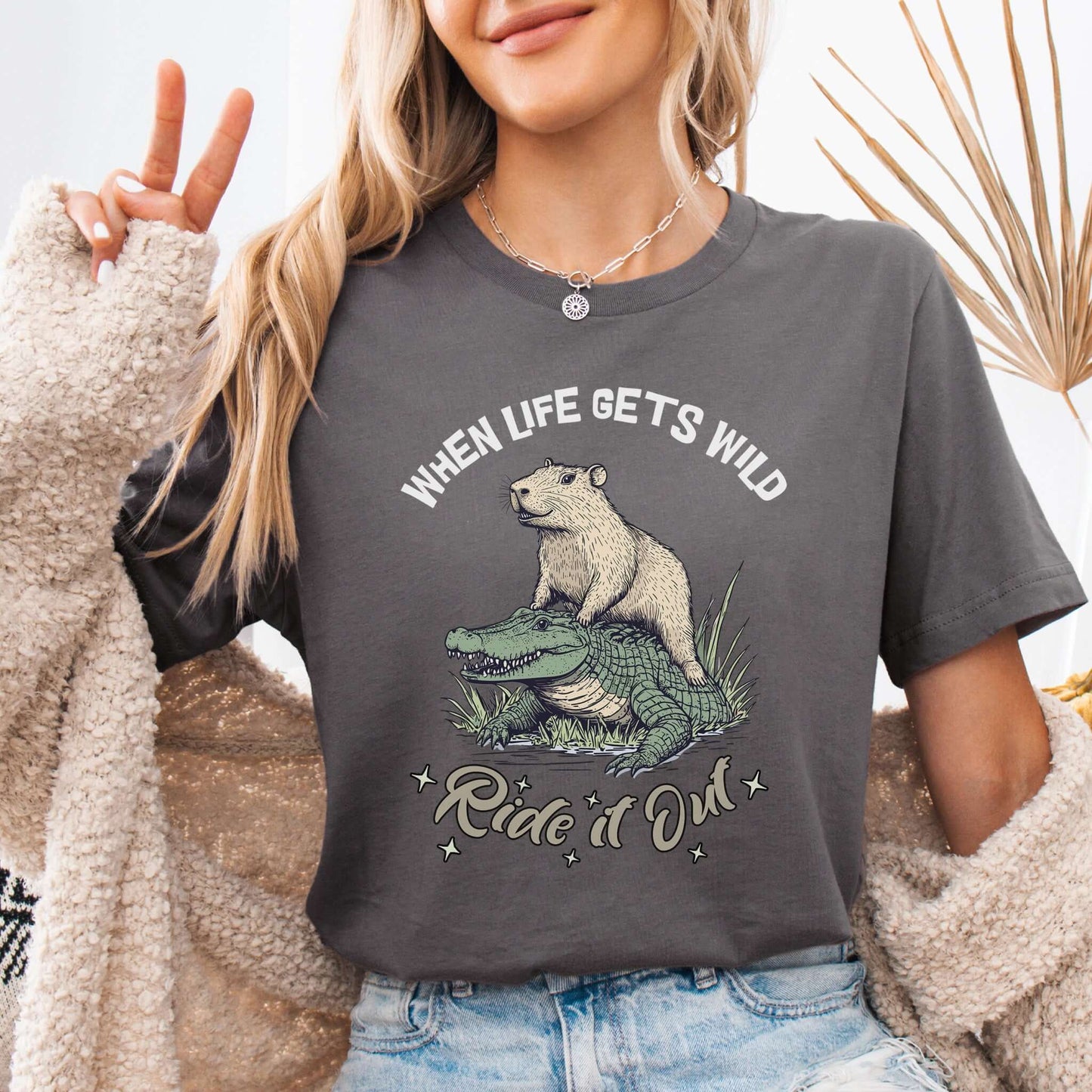 When Life Gets Wild T-Shirt – Capybara and Alligator Humor
