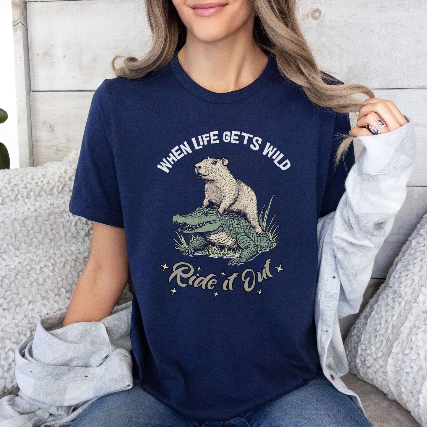 When Life Gets Wild T-Shirt – Capybara and Alligator Humor