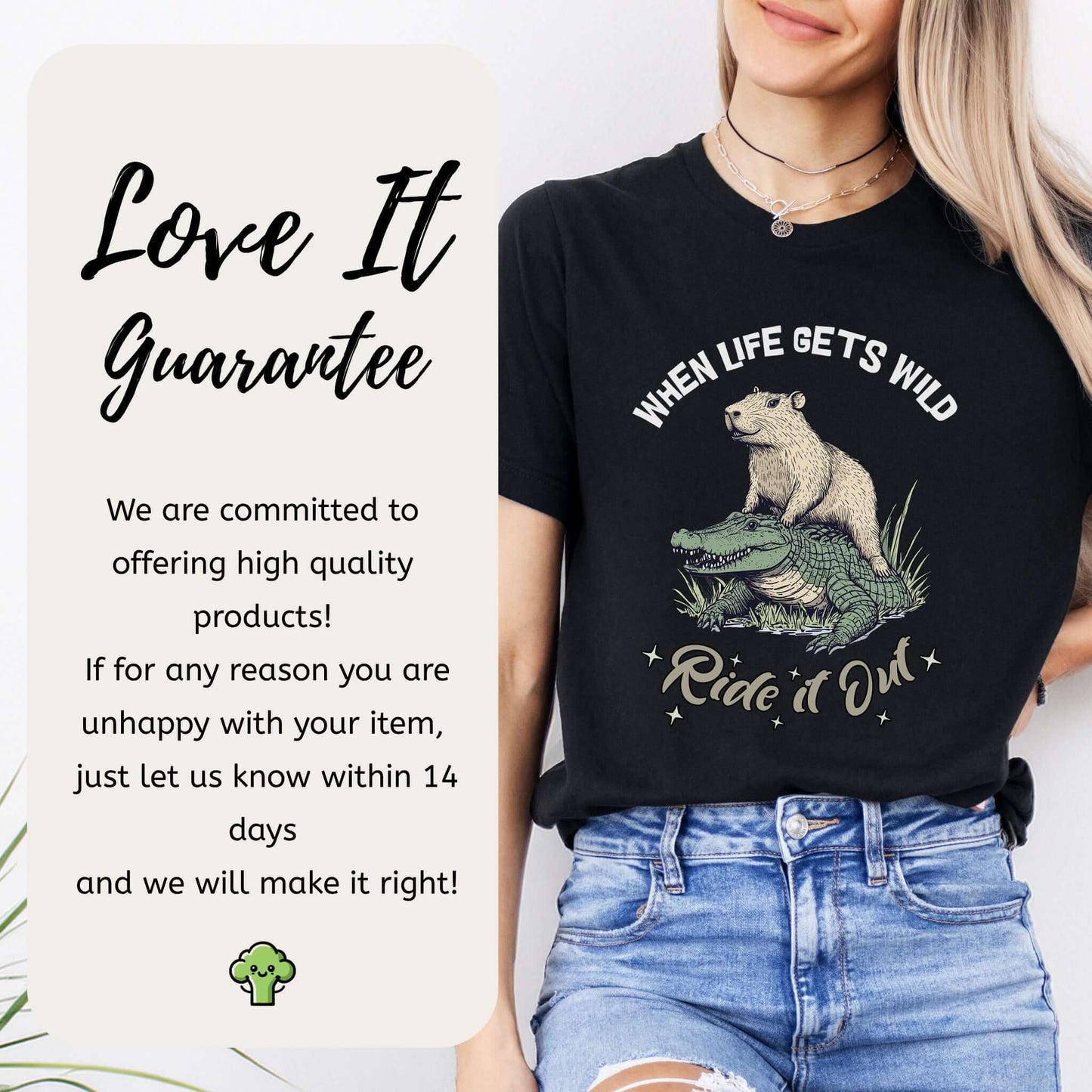 When Life Gets Wild T-Shirt – Capybara and Alligator Humor