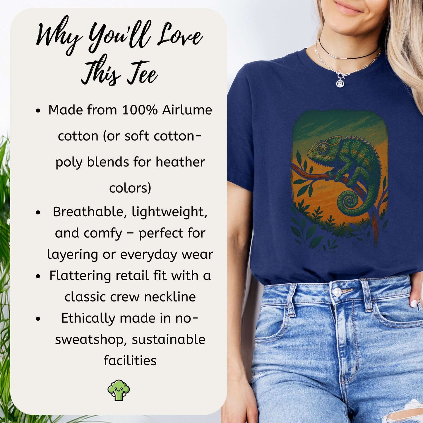 Chameleon in Grove T-Shirt – Nature-Inspired Reptile Art Tee