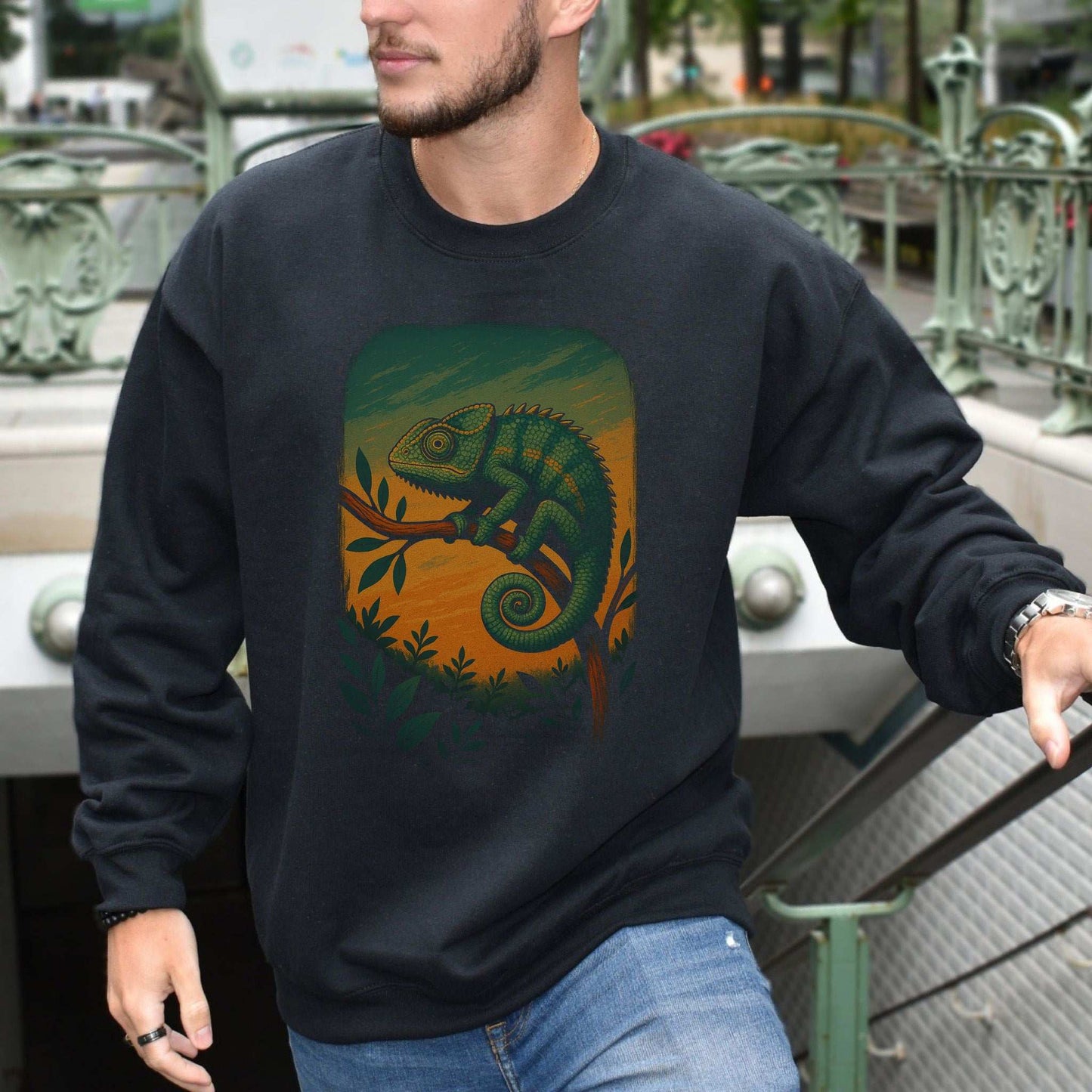 Chameleon Reptile Aesthetic Sweatshirt – Goblincore Nature Vibes Gift