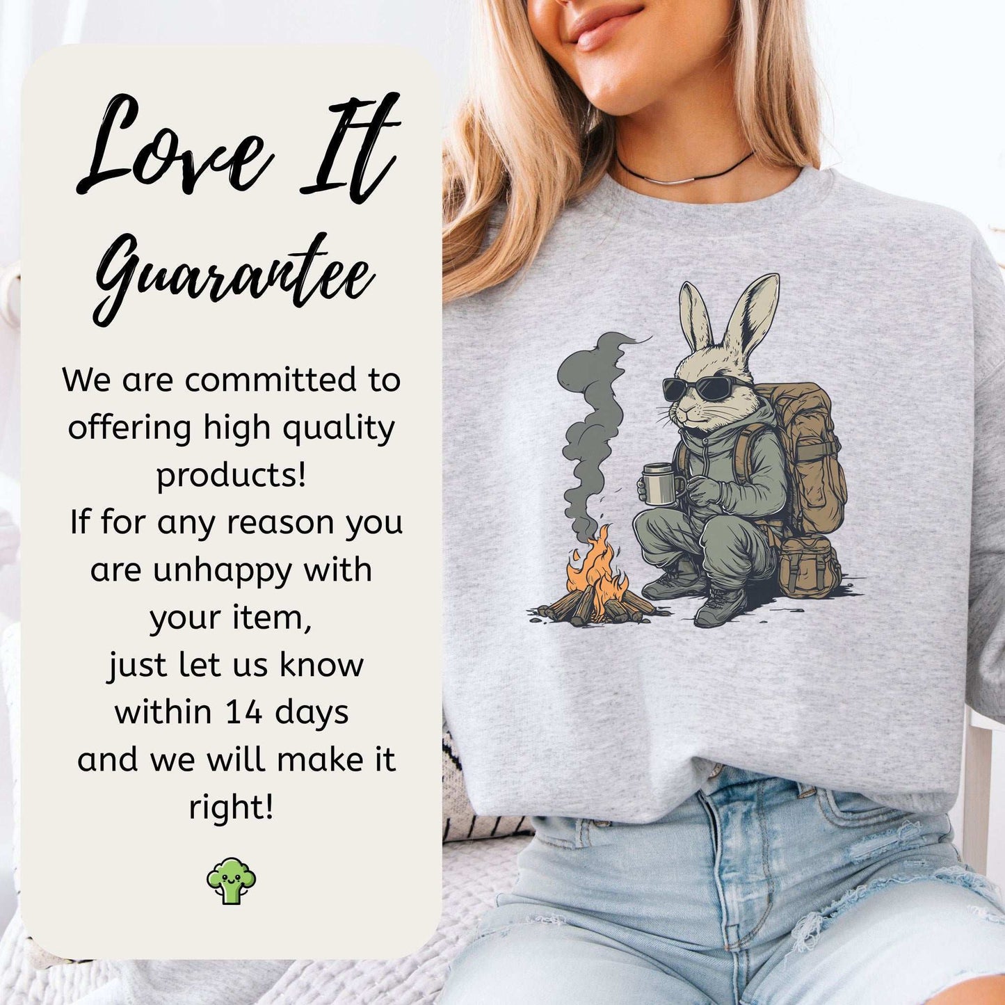 Campfire Rabbit Sweatshirt – Cozy Adventure Gift for Nature-Loving Bunnies