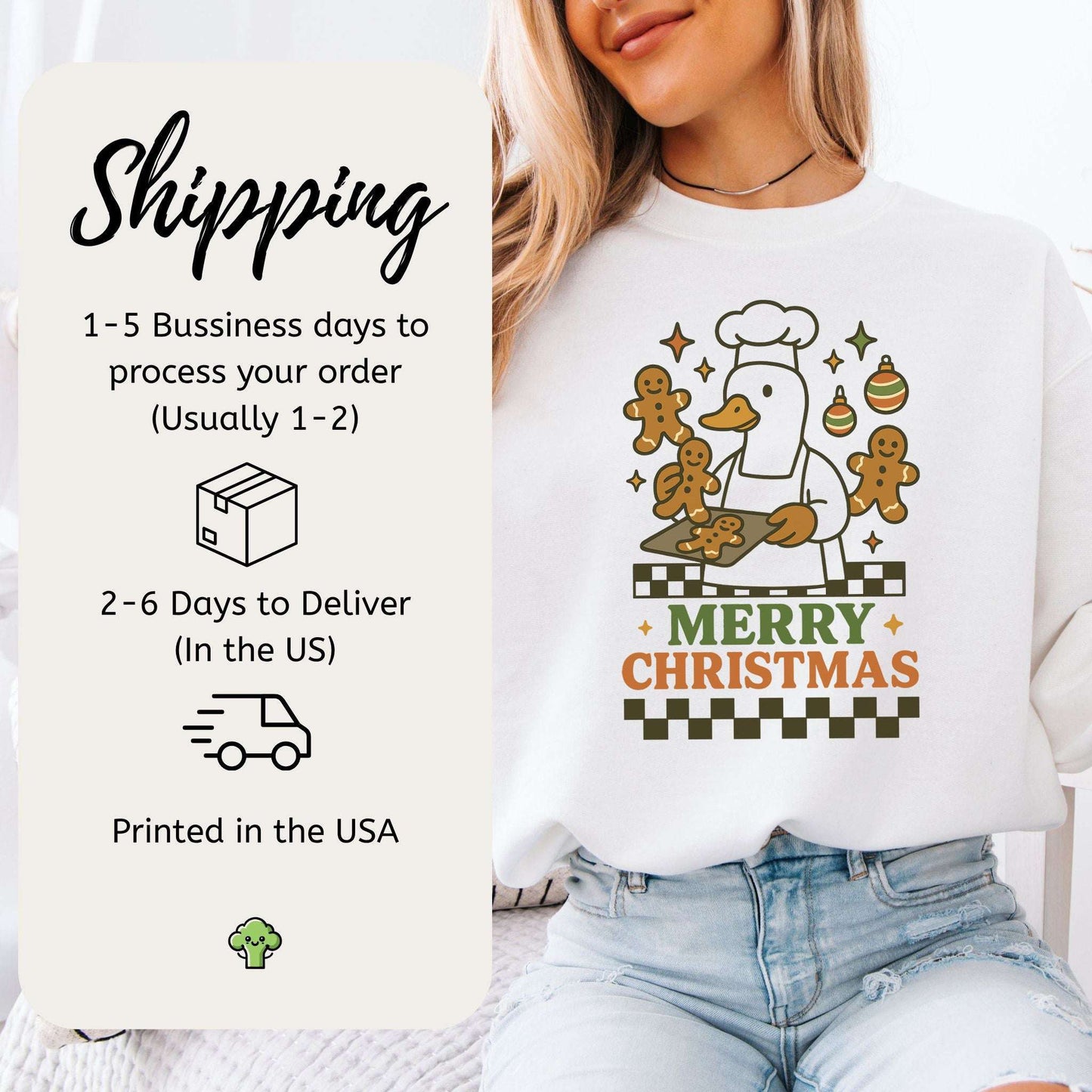 Chef Duck Christmas Sweatshirt – Funny Gingerbread Baking Gift