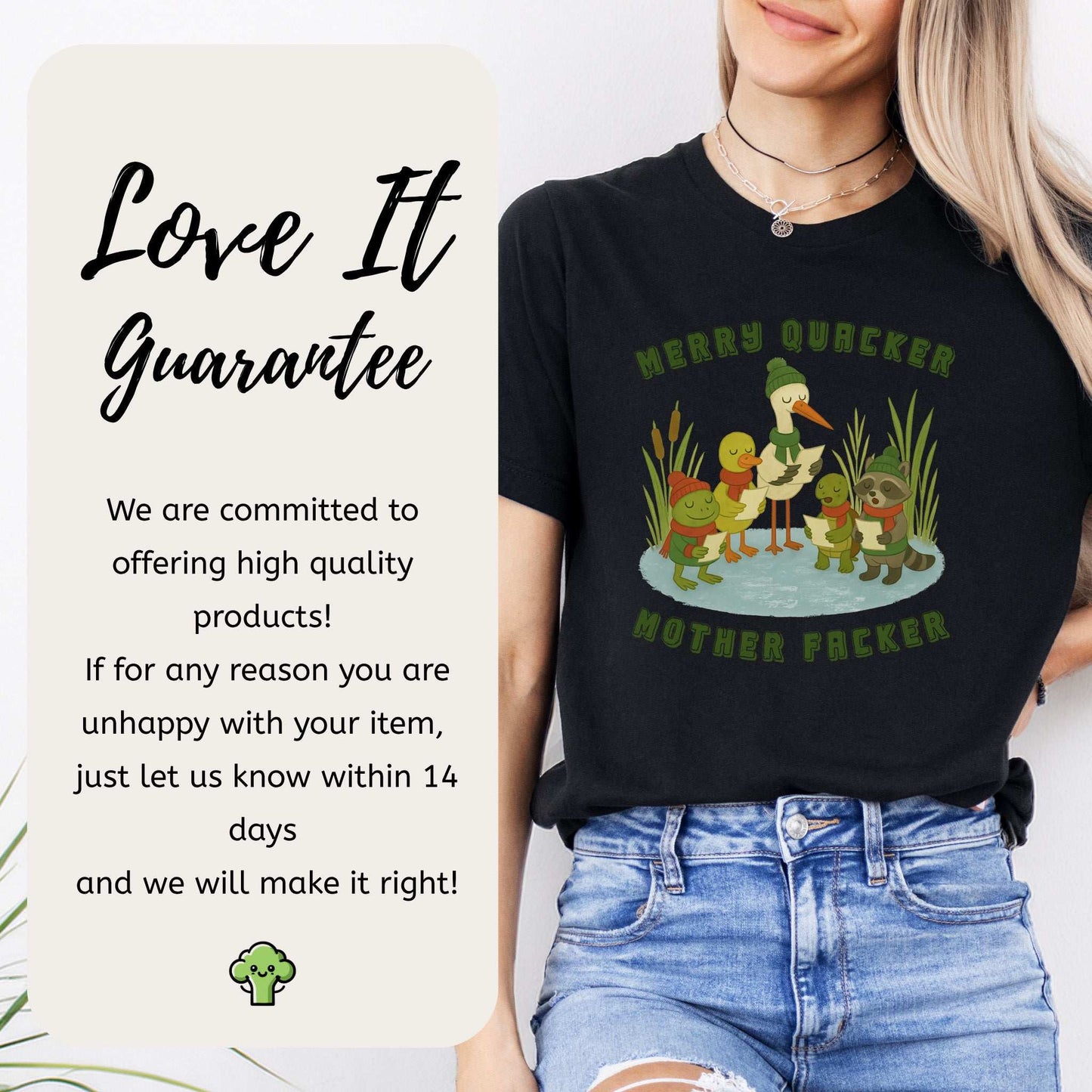 Merry Quacker Choir T-Shirt – Funny Duck, Frog & Raccoon Caroling Tee