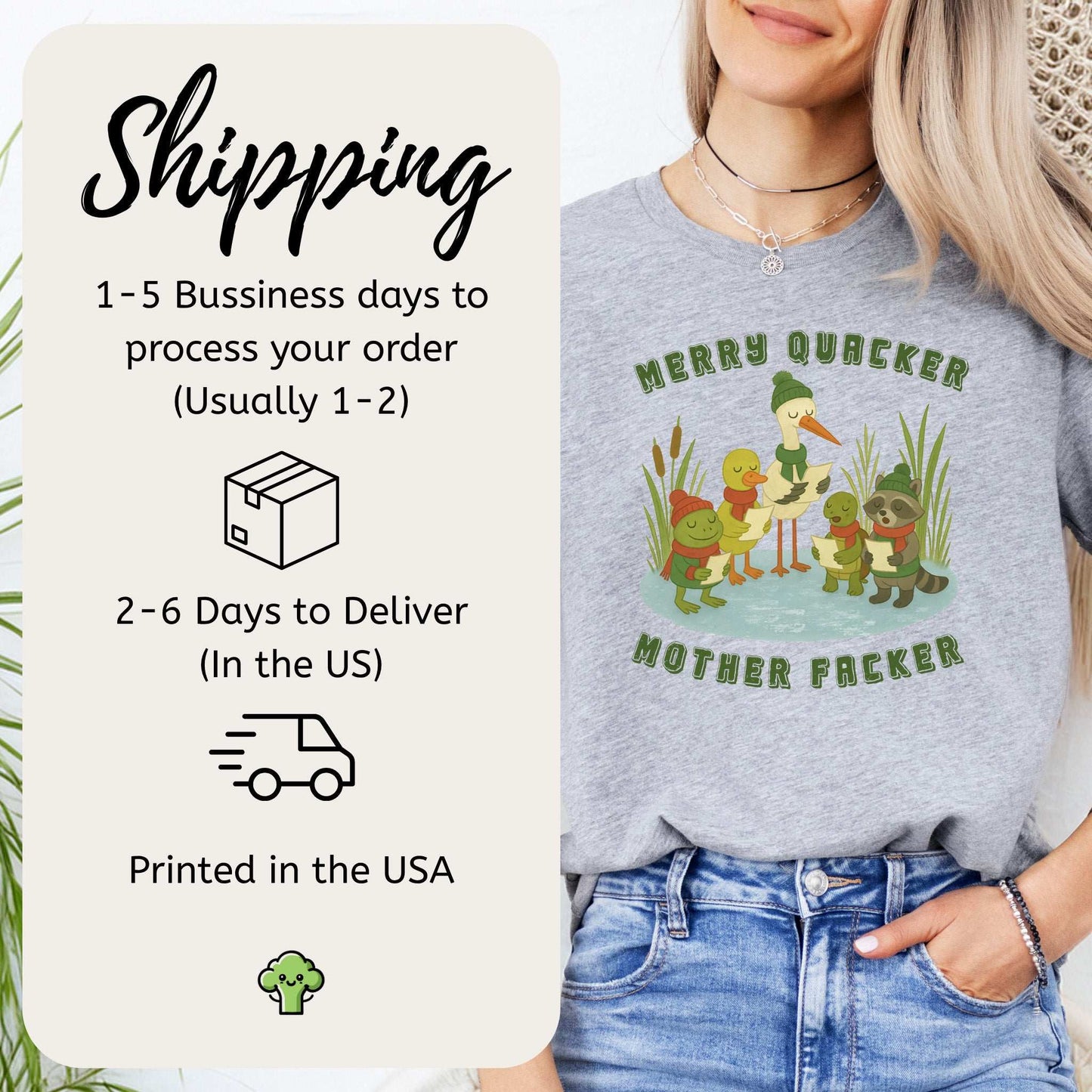 Merry Quacker Choir T-Shirt – Funny Duck, Frog & Raccoon Caroling Tee