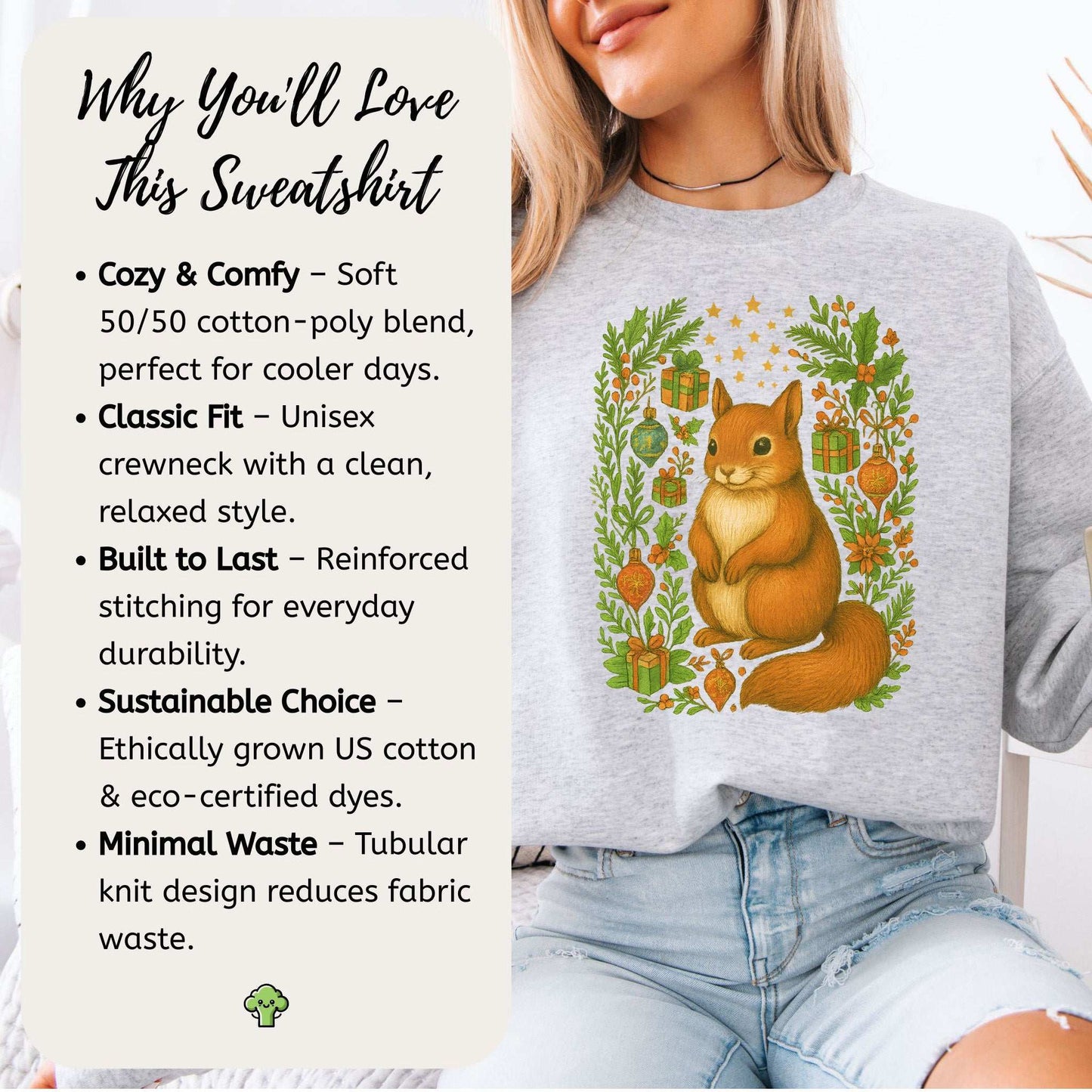 Christmas Squirrel Sweatshirt – Cute Woodland Holiday Forest Magic