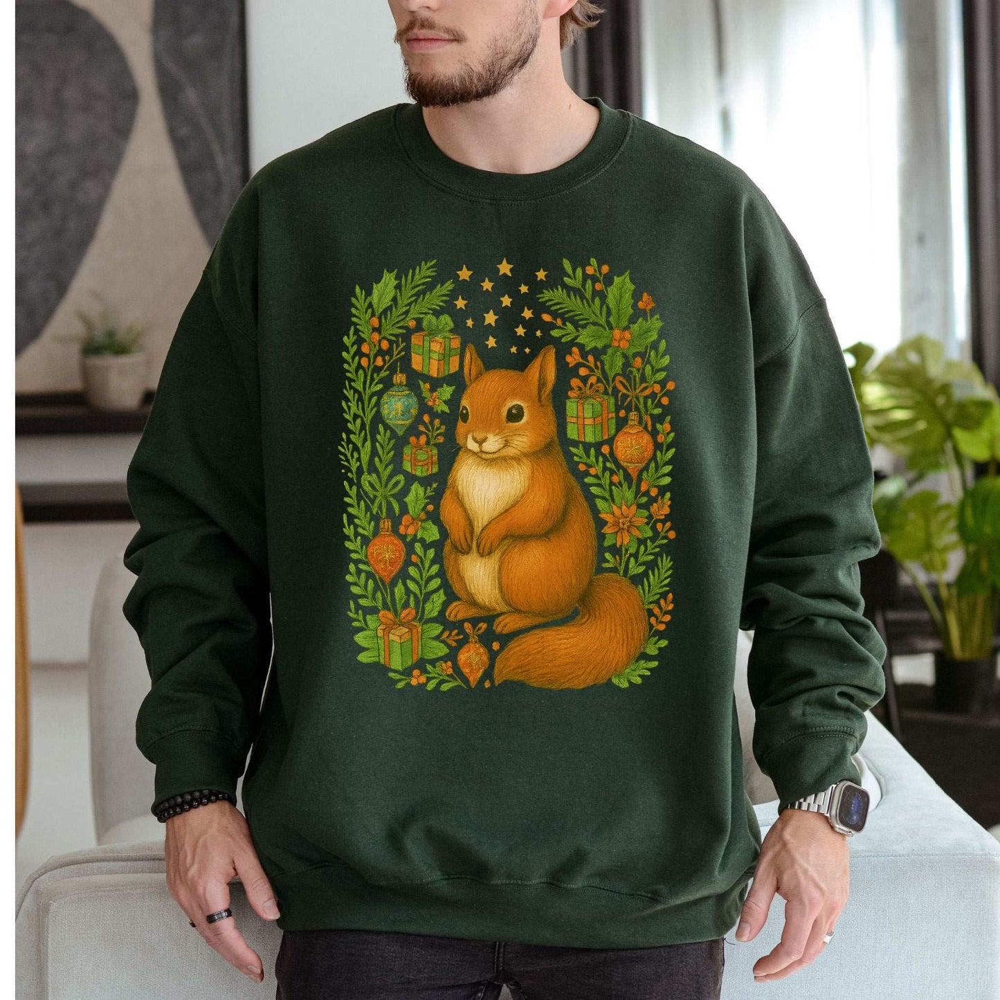 Christmas Squirrel Sweatshirt – Cute Woodland Holiday Forest Magic