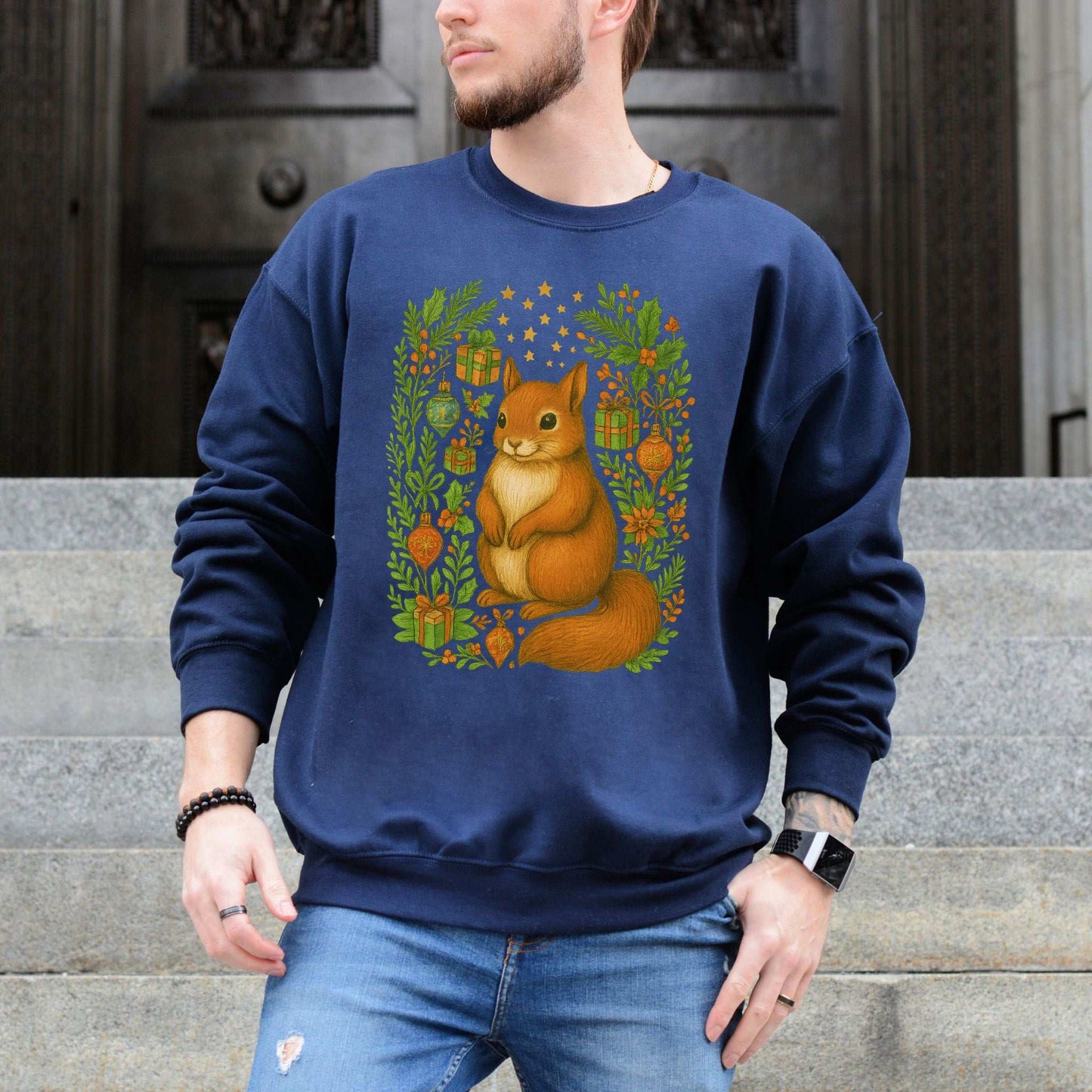 Christmas Squirrel Sweatshirt – Cute Woodland Holiday Forest Magic