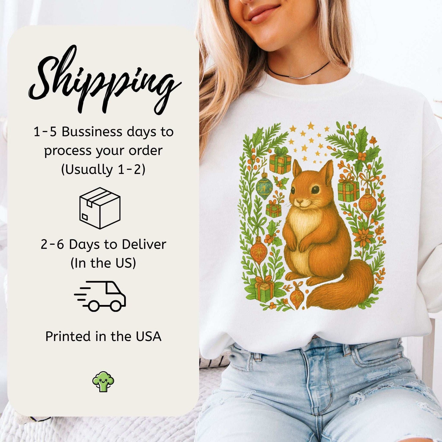Christmas Squirrel Sweatshirt – Cute Woodland Holiday Forest Magic