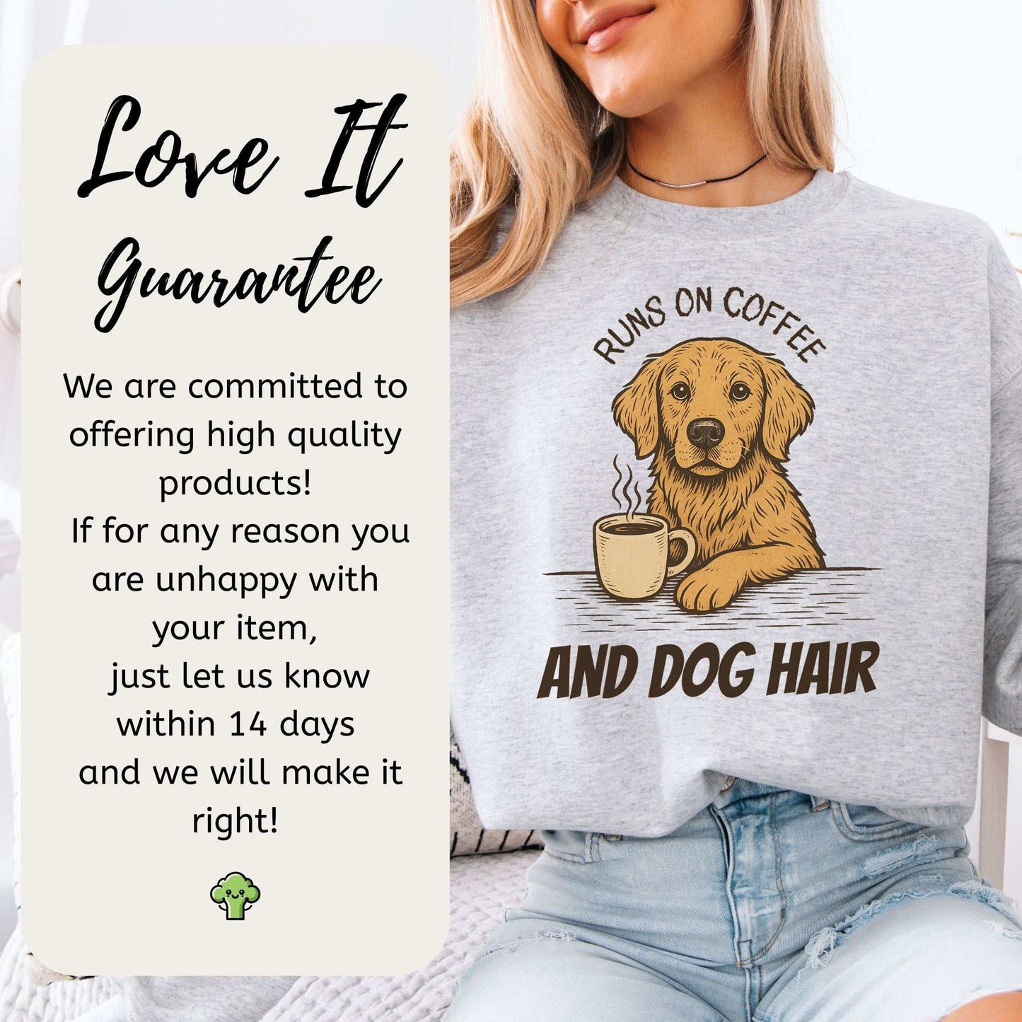 Golden Retriever Coffee Sweatshirt – Funny Dog Lover Gift for Caffeine Fans