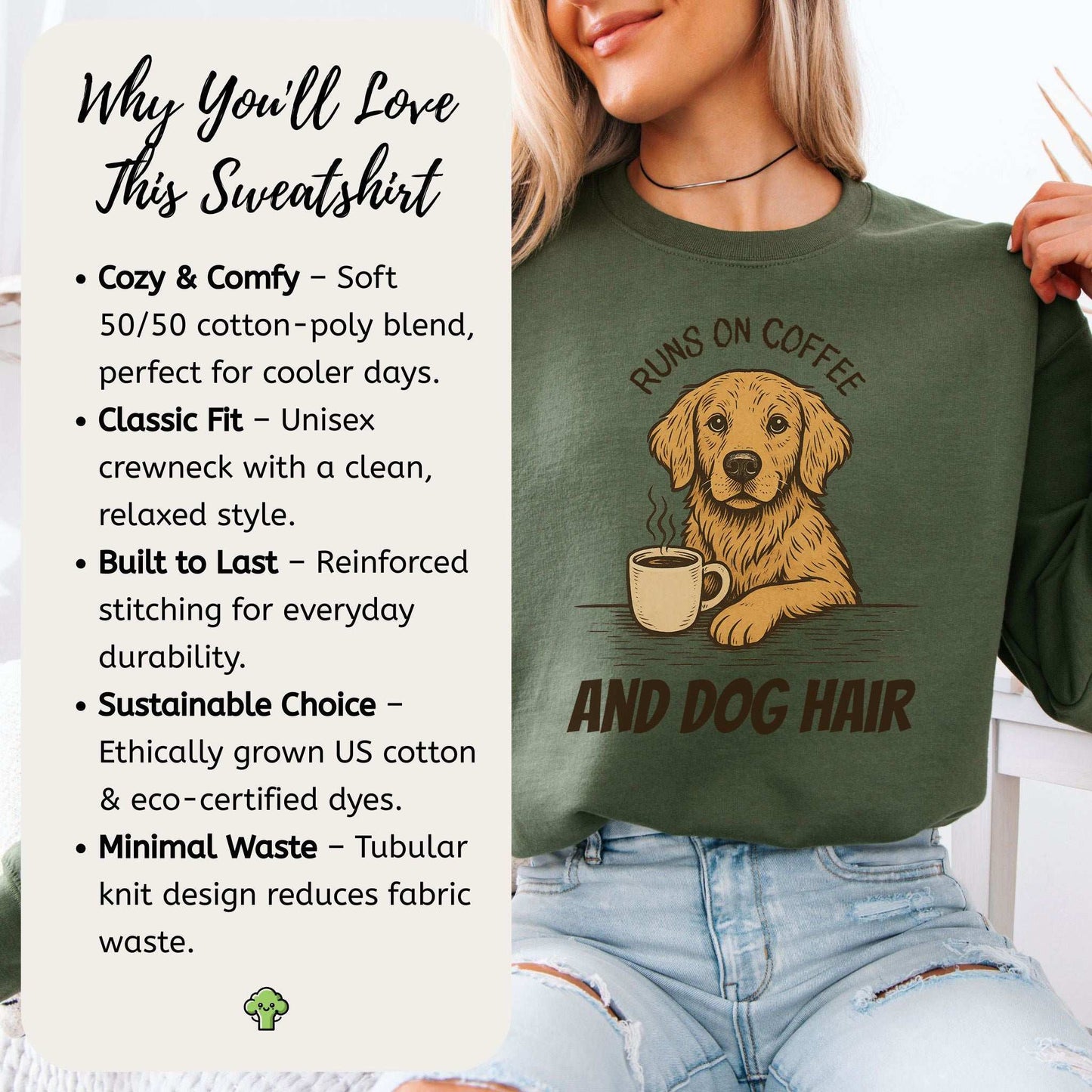Golden Retriever Coffee Sweatshirt – Funny Dog Lover Gift for Caffeine Fans