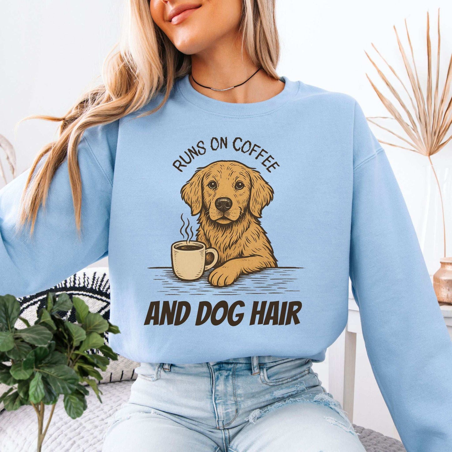 Golden Retriever Coffee Sweatshirt – Funny Dog Lover Gift for Caffeine Fans