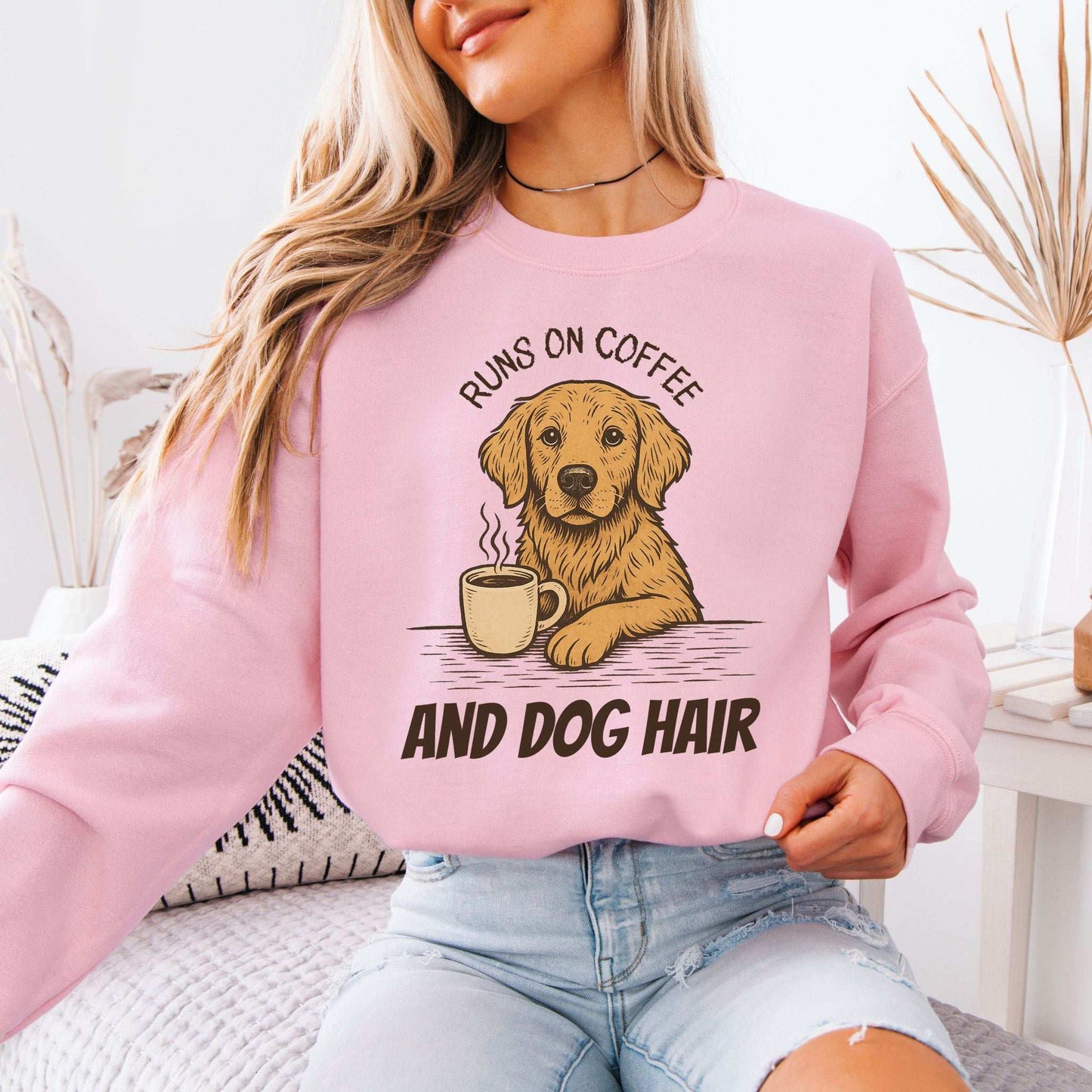 Golden Retriever Coffee Sweatshirt – Funny Dog Lover Gift for Caffeine Fans