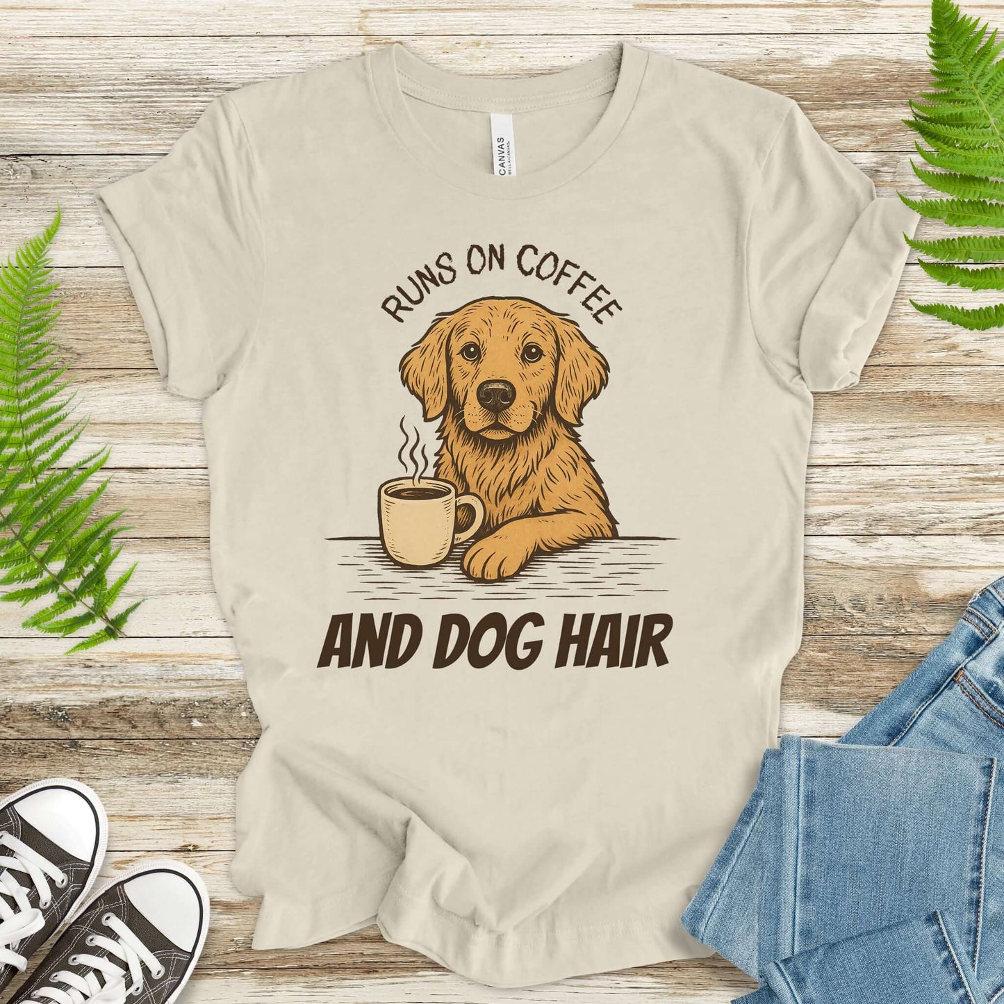 Coffee-Loving Golden Retriever T-Shirt