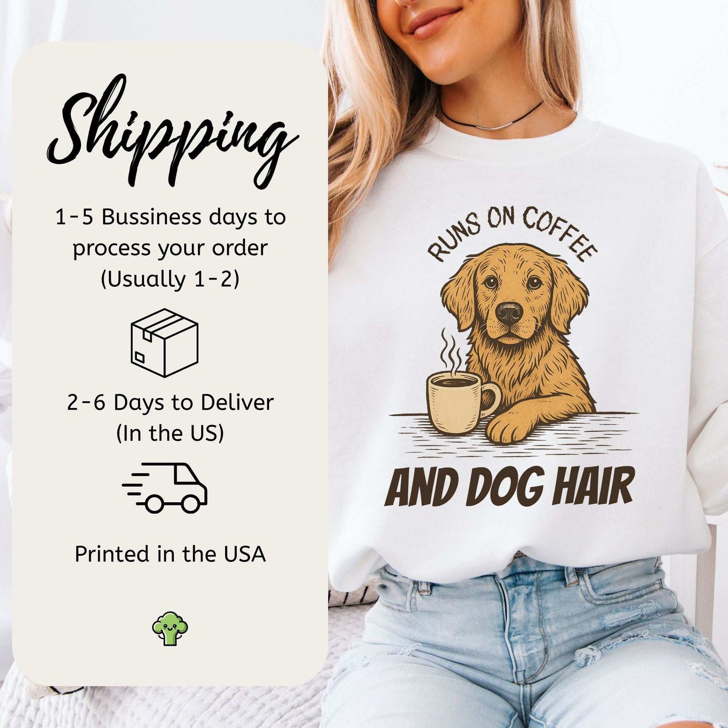 Golden Retriever Coffee Sweatshirt – Funny Dog Lover Gift for Caffeine Fans