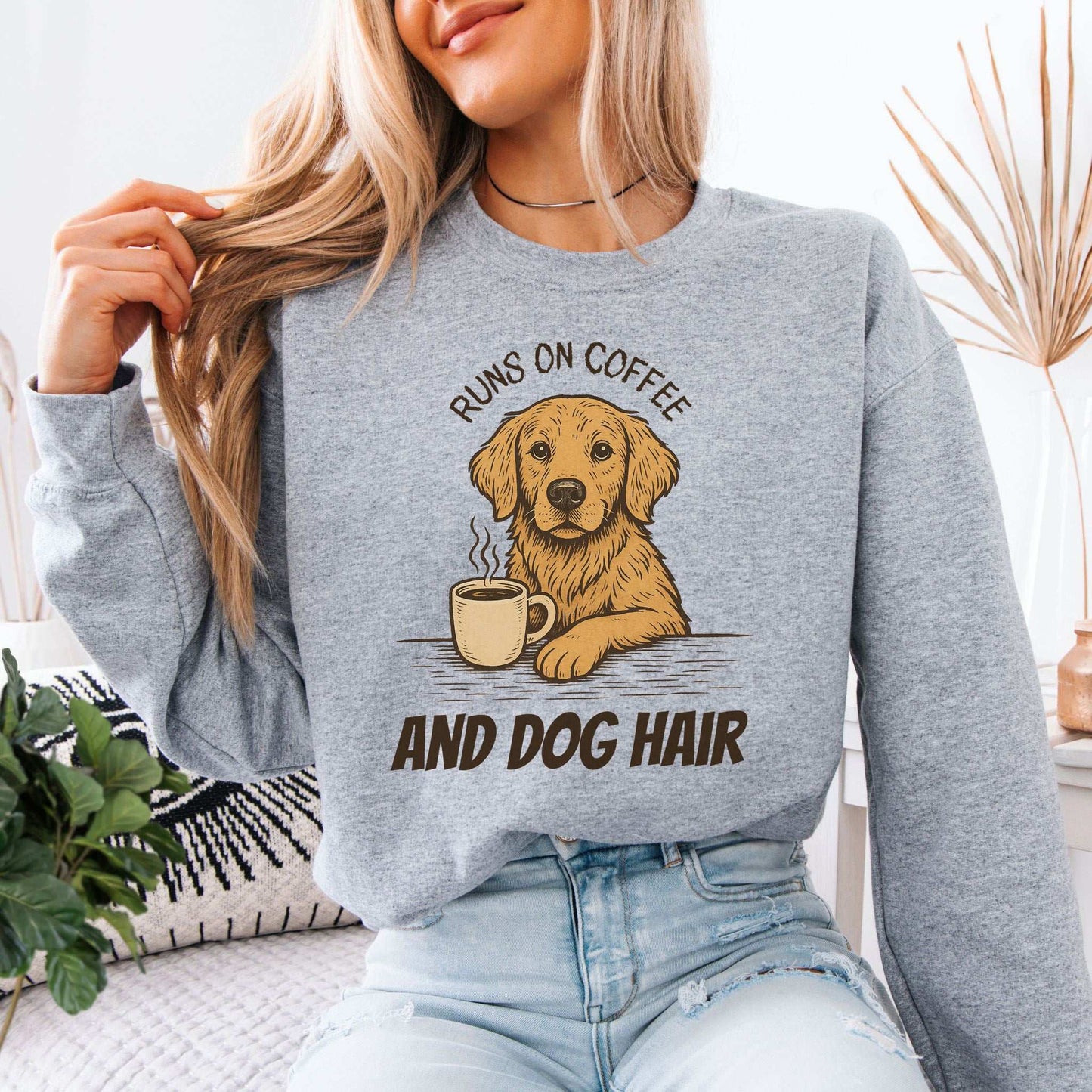 Golden Retriever Coffee Sweatshirt – Funny Dog Lover Gift for Caffeine Fans