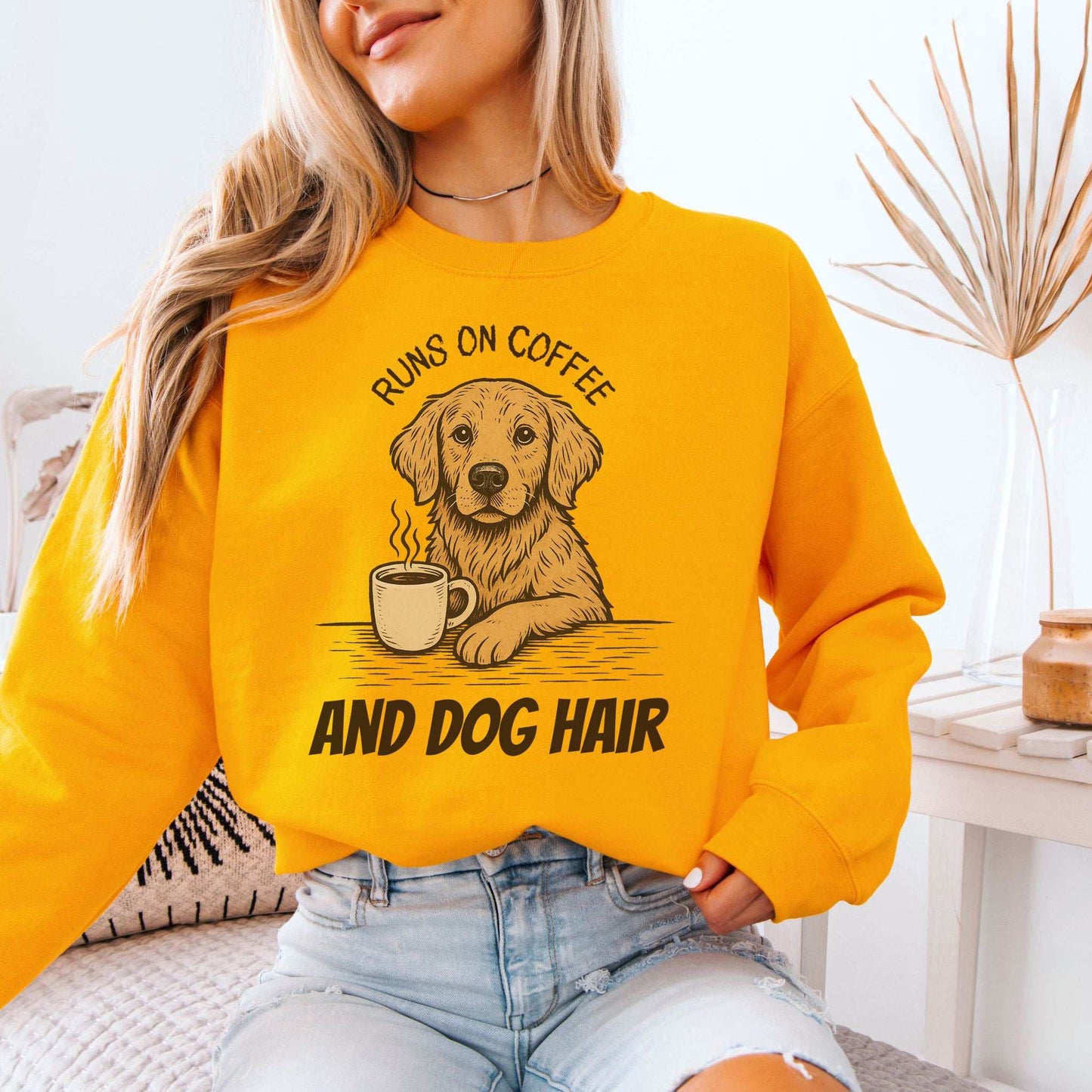 Golden Retriever Coffee Sweatshirt – Funny Dog Lover Gift for Caffeine Fans