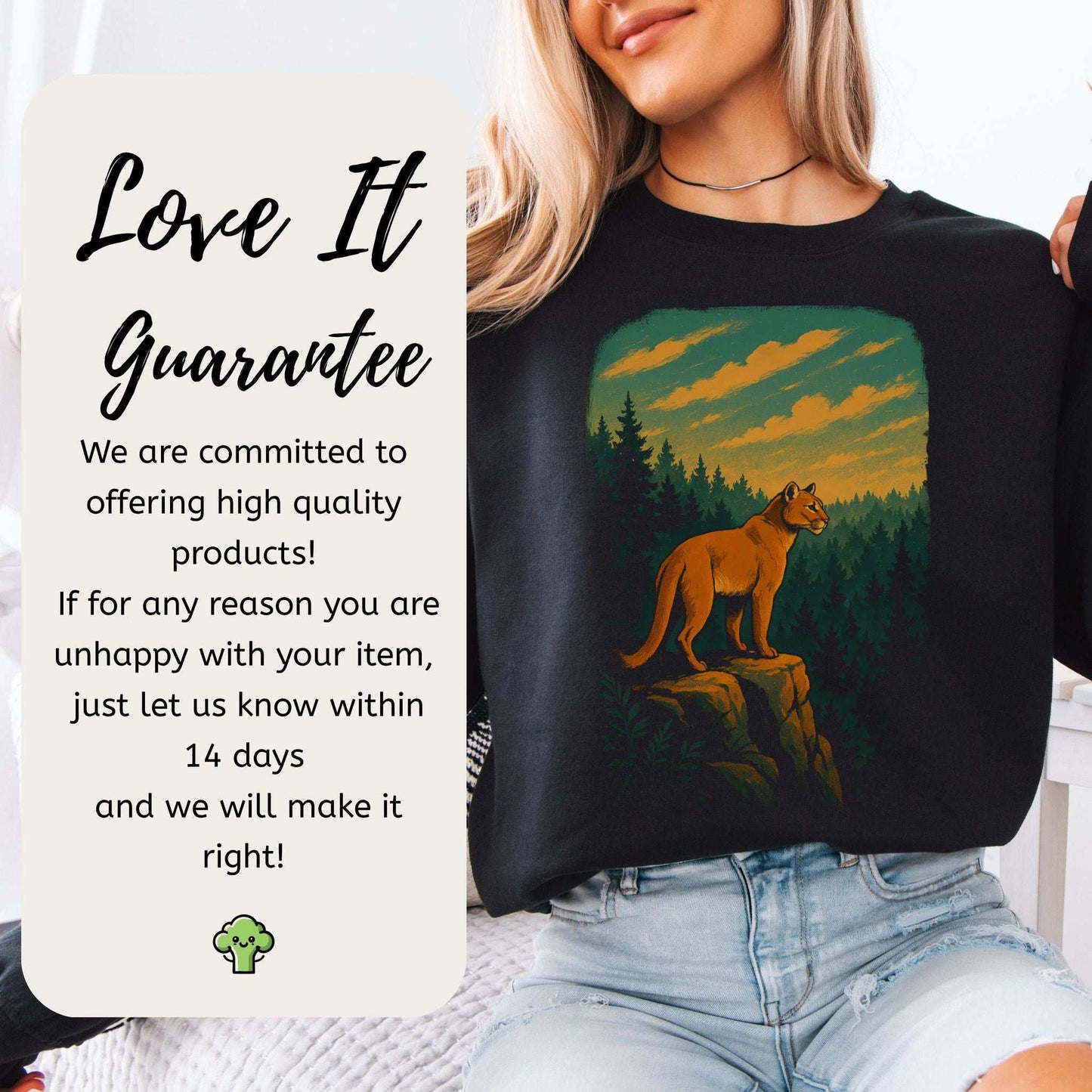 Cougar on the Cliff Mountain Lion Wilderness Sweatshirt