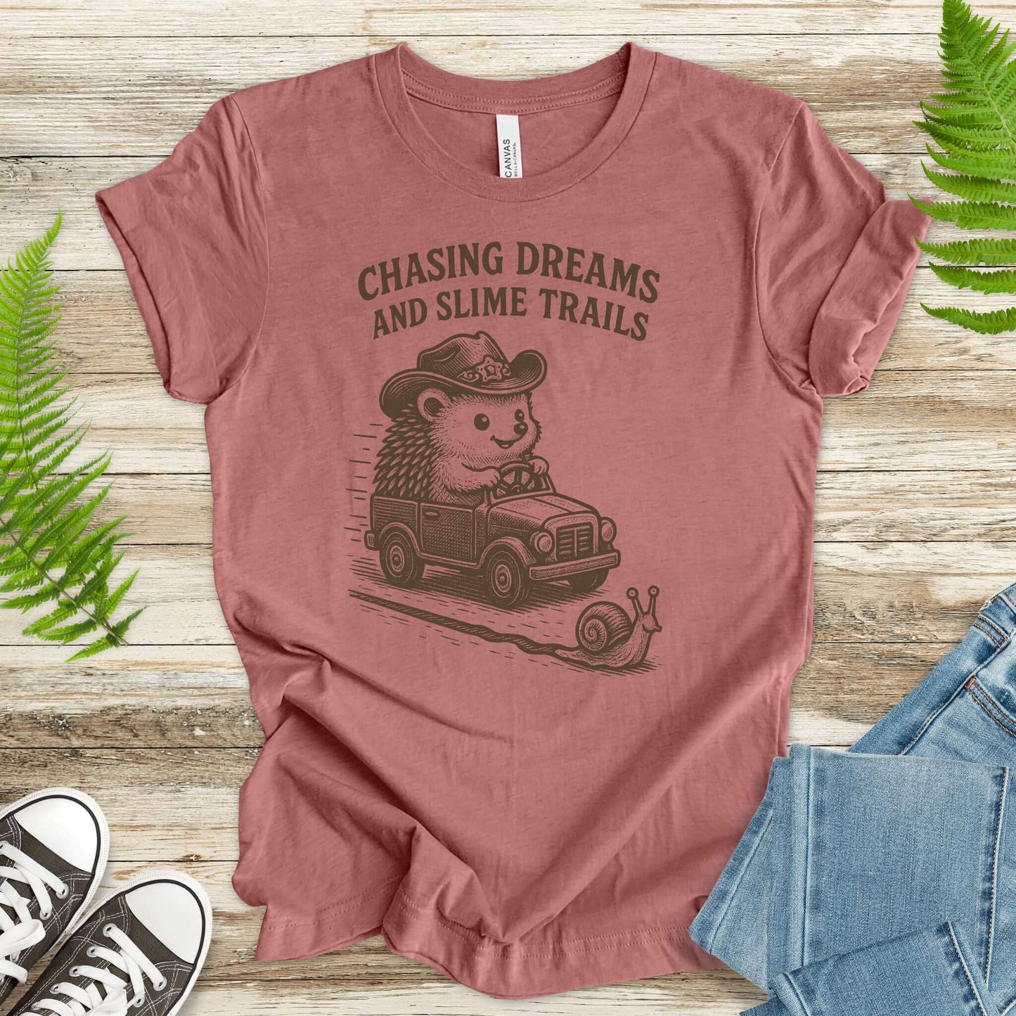 Hedgehog Chasing Dreams & Slime Trails T-Shirt
