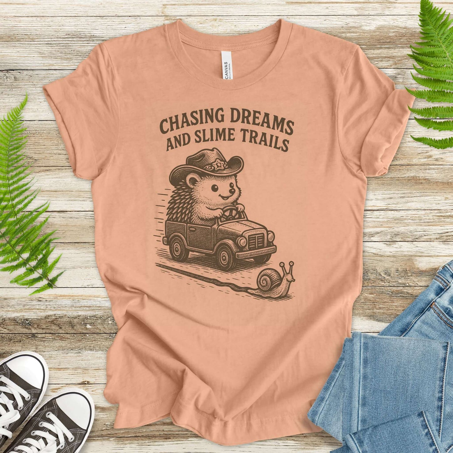 Hedgehog Chasing Dreams & Slime Trails T-Shirt