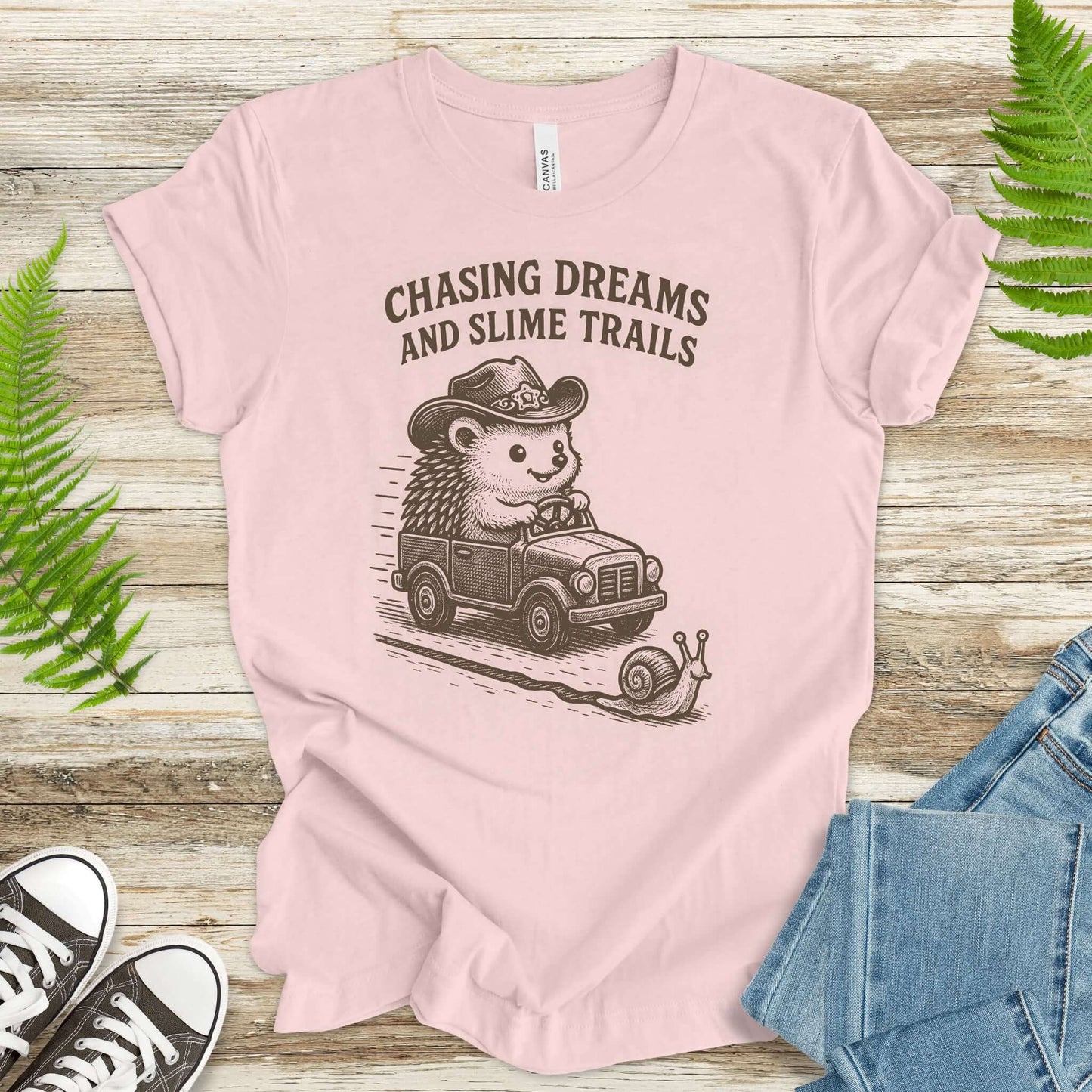 Hedgehog Chasing Dreams & Slime Trails T-Shirt