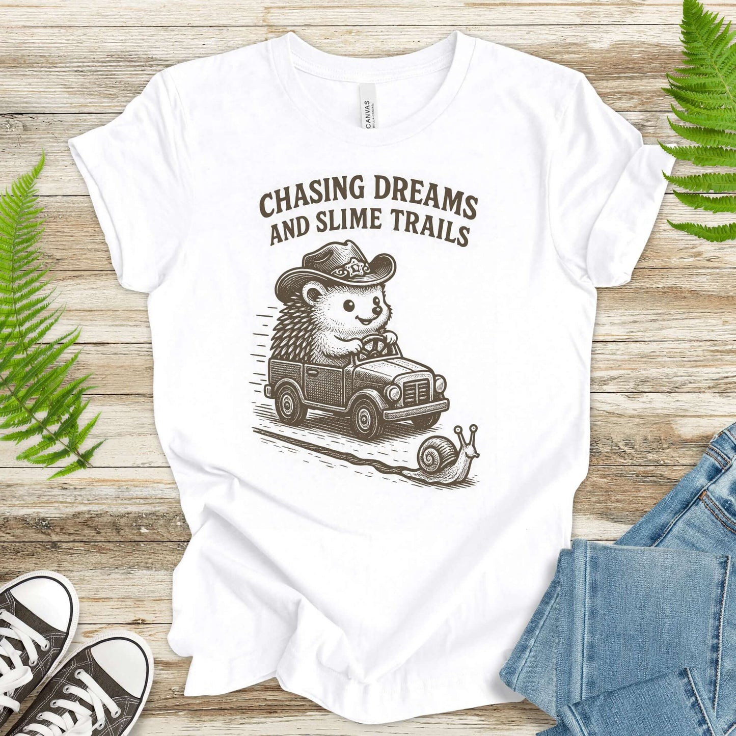 Hedgehog Chasing Dreams & Slime Trails T-Shirt