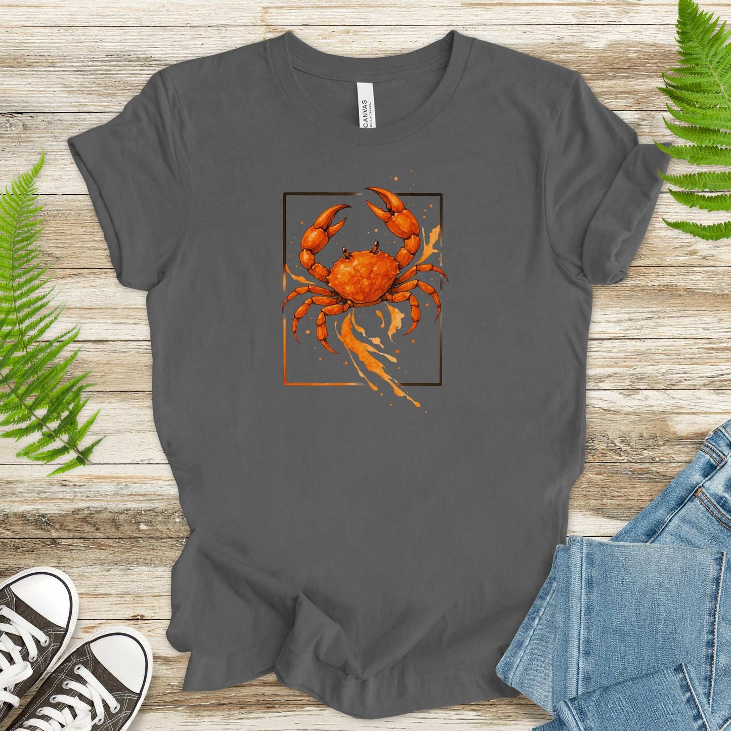 Watercolor Crab T-Shirt – Vibrant Ocean Animal Beach Tee
