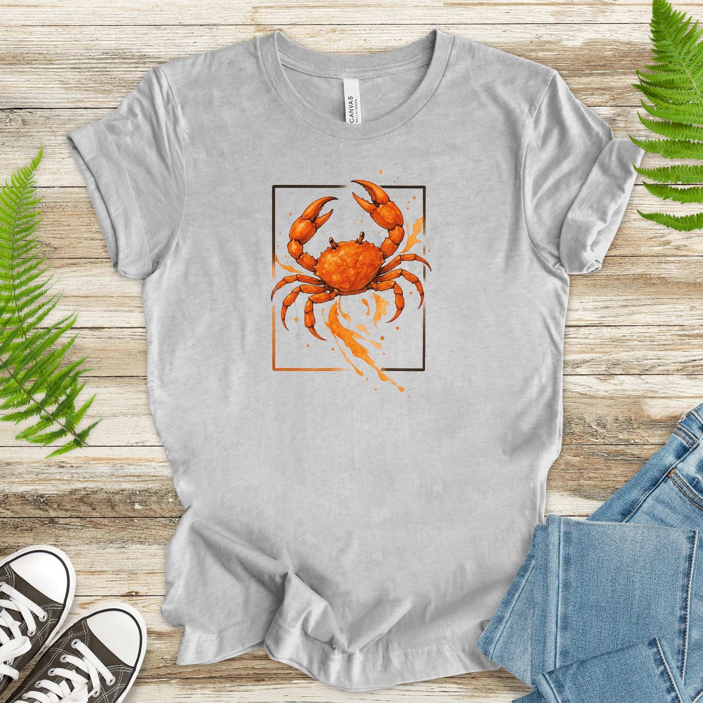 Watercolor Crab T-Shirt – Vibrant Ocean Animal Beach Tee
